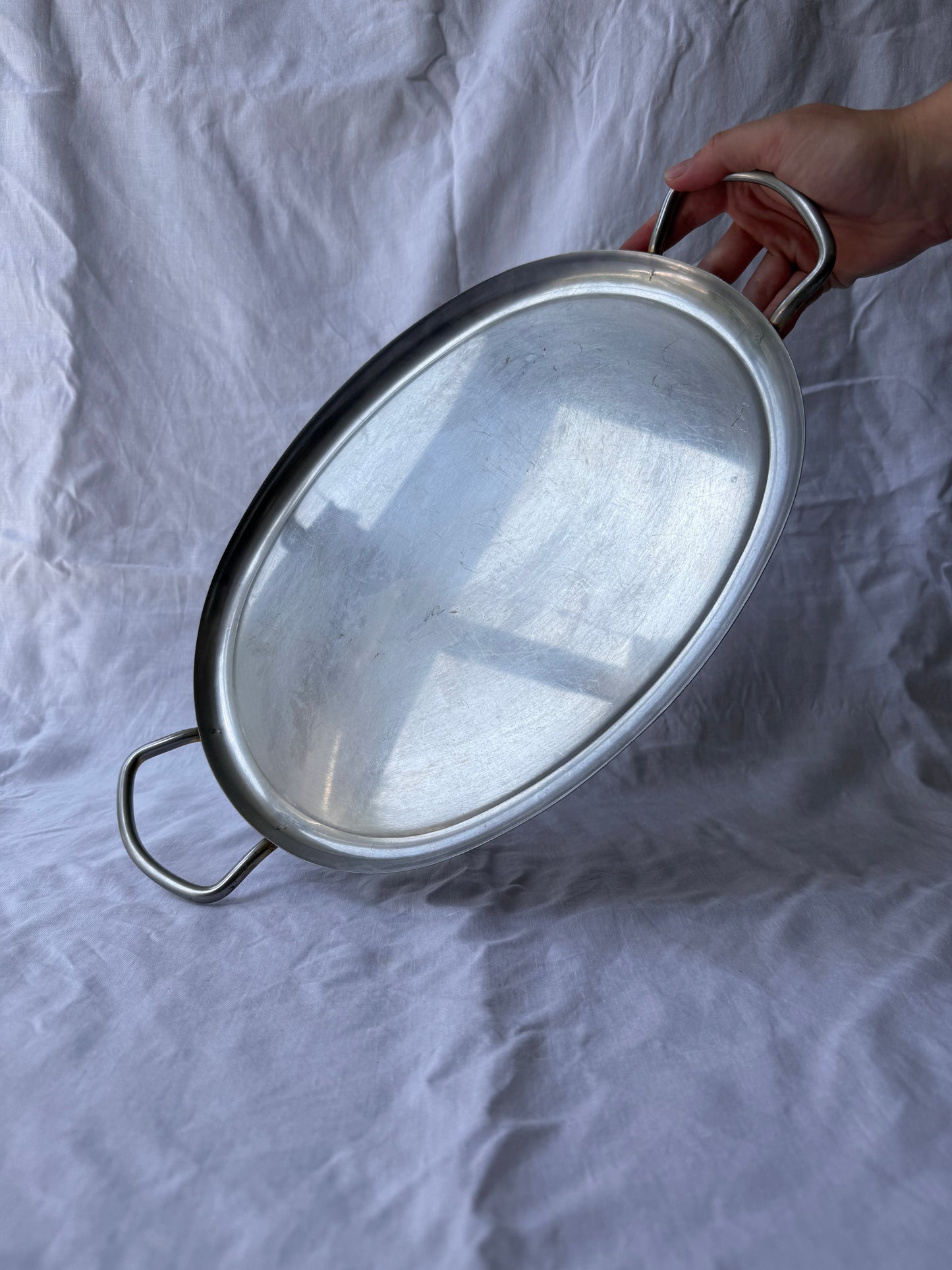 Vintage stainless steel serving tray