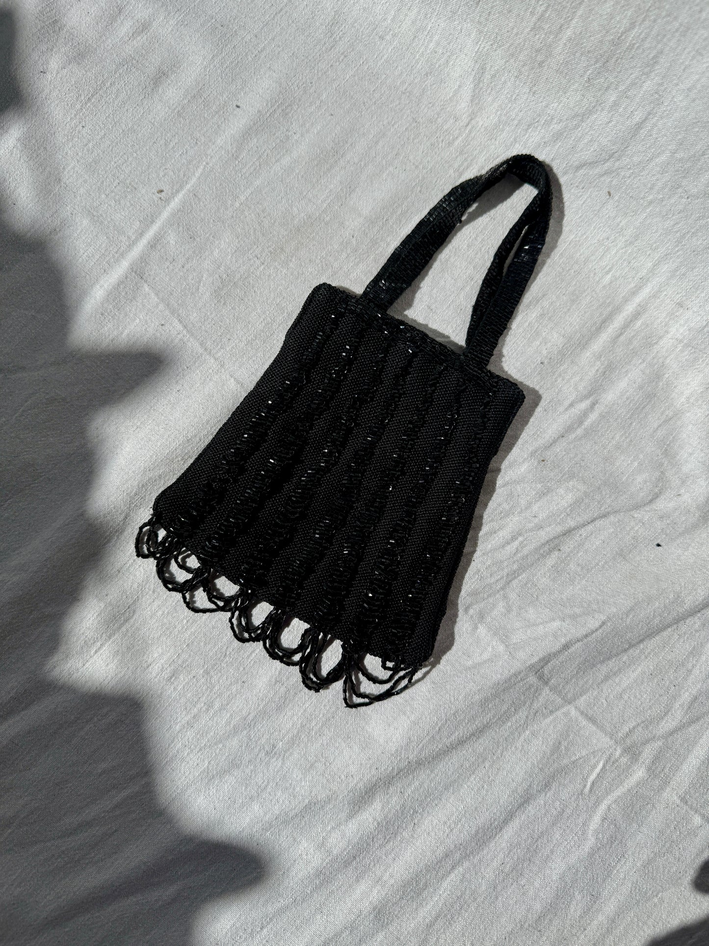 Black beaded evening bag