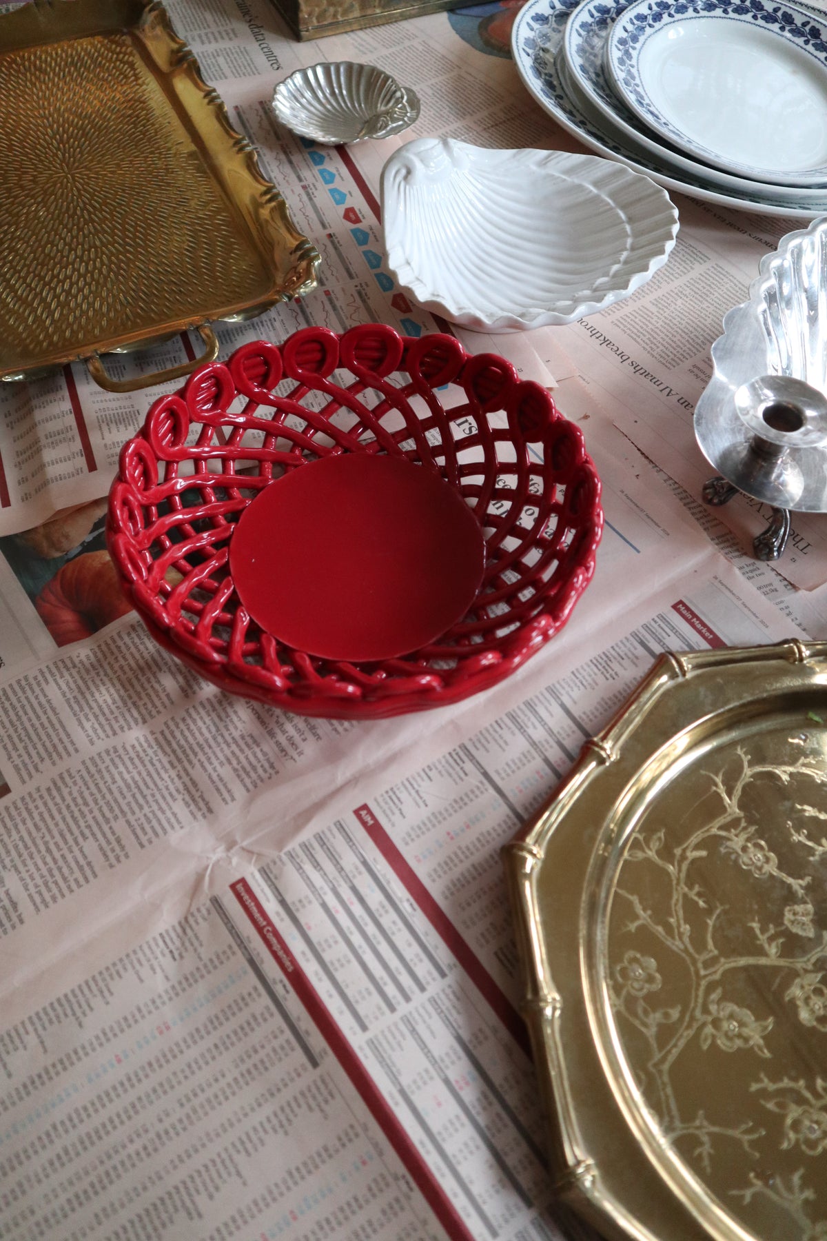 Red woven bowl