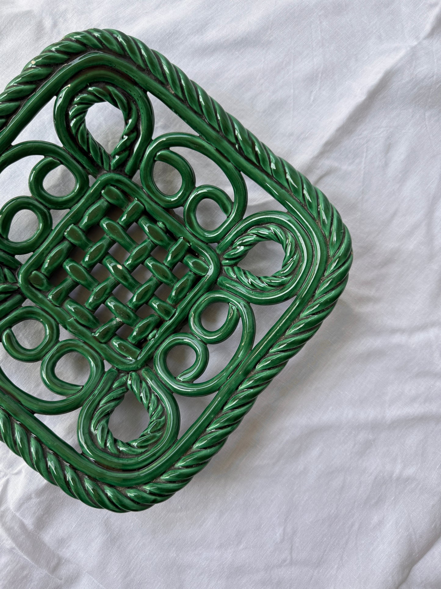 Valauris French ceramic woven fruit bowl