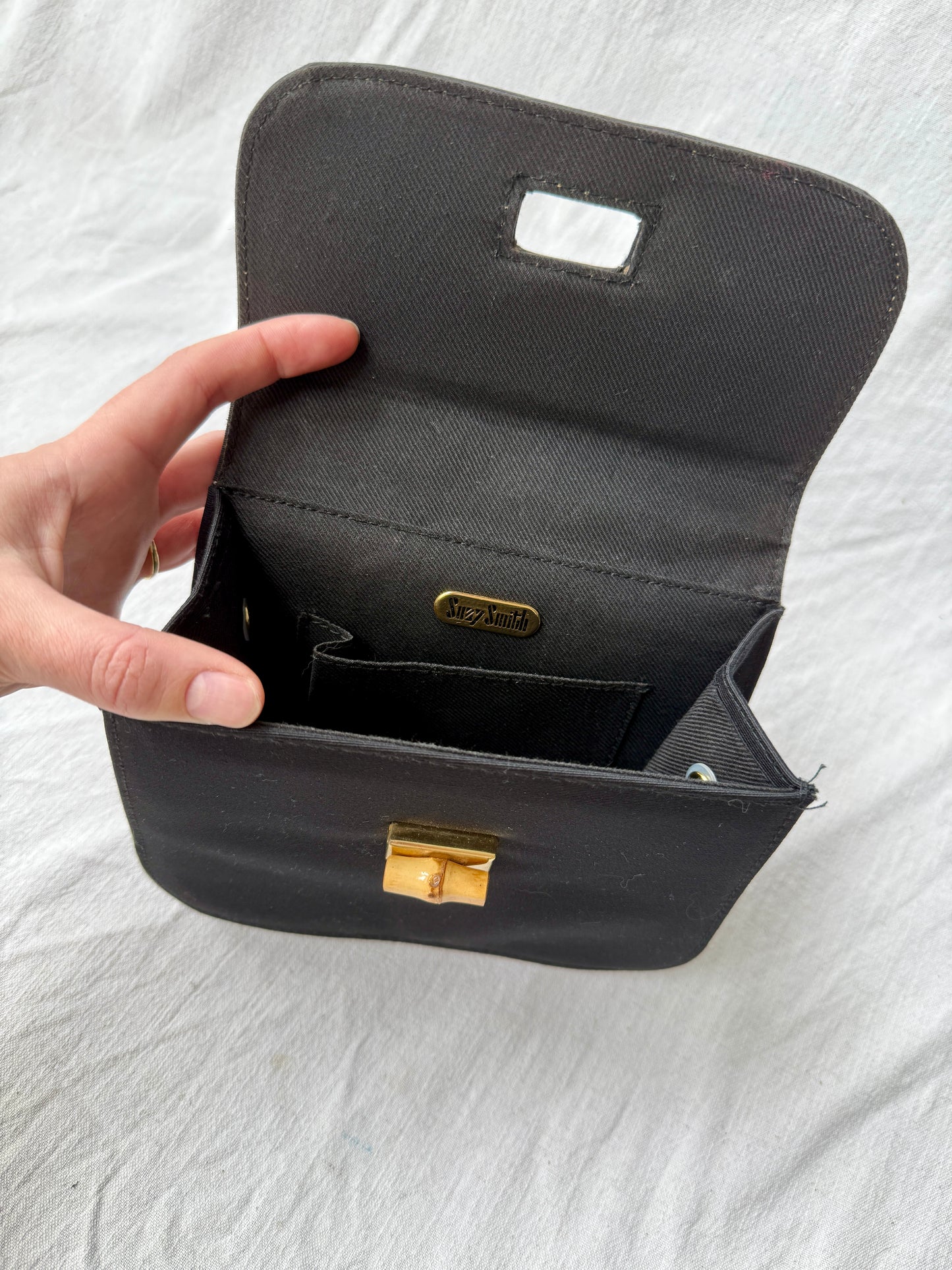 Bamboo handled structured handbag