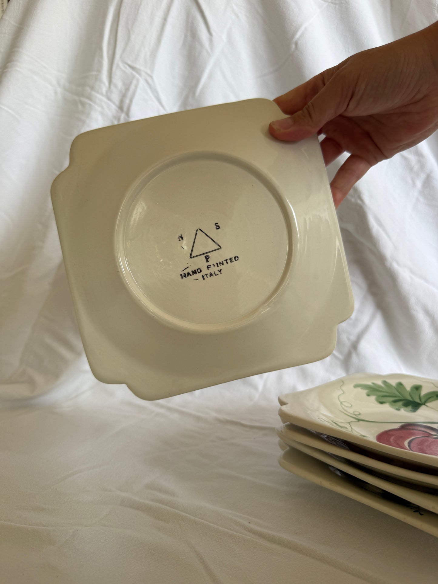 Set of handpainted vintage Italian vegetable plates