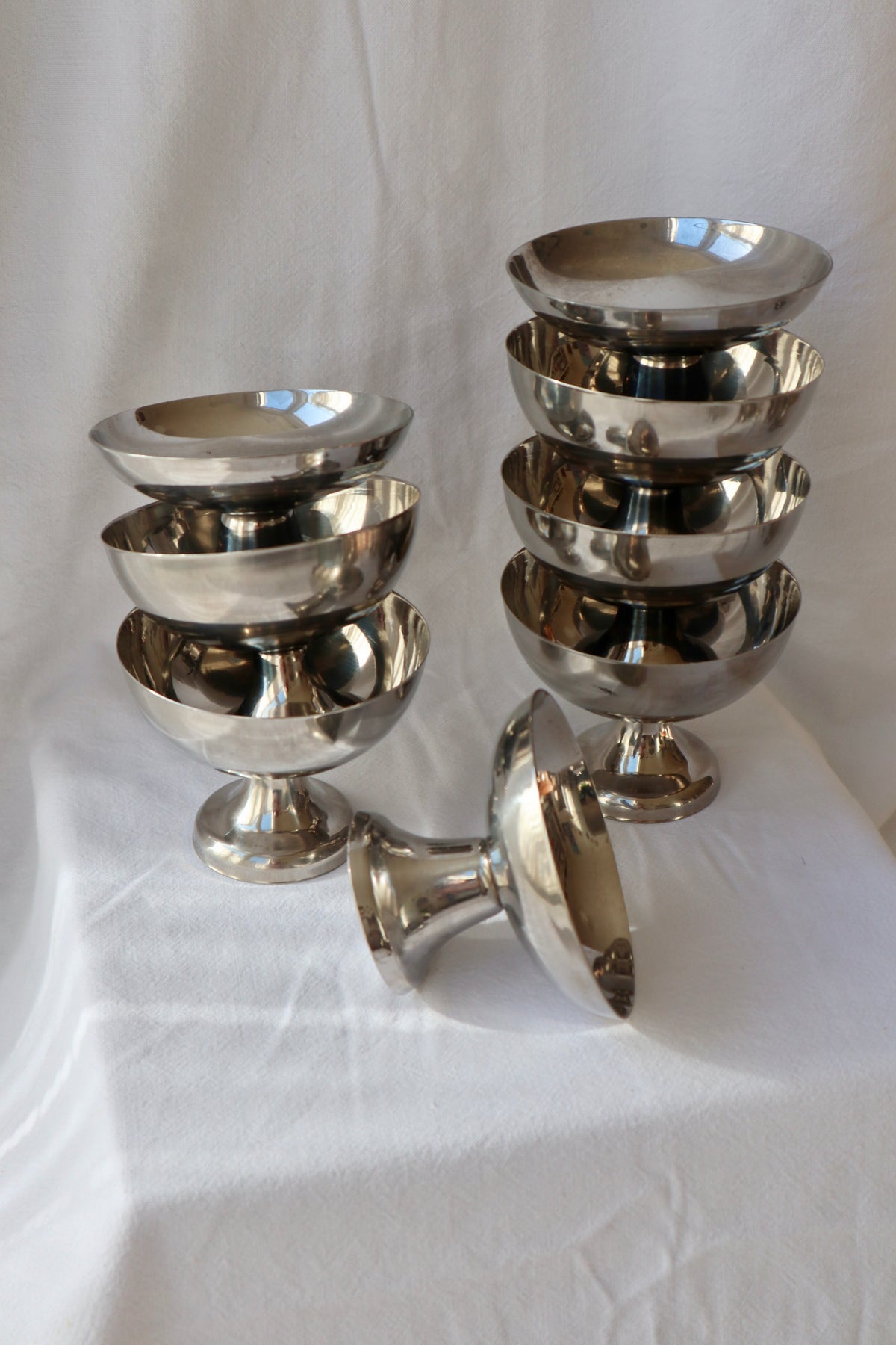 Pair of French vintage inox coupes