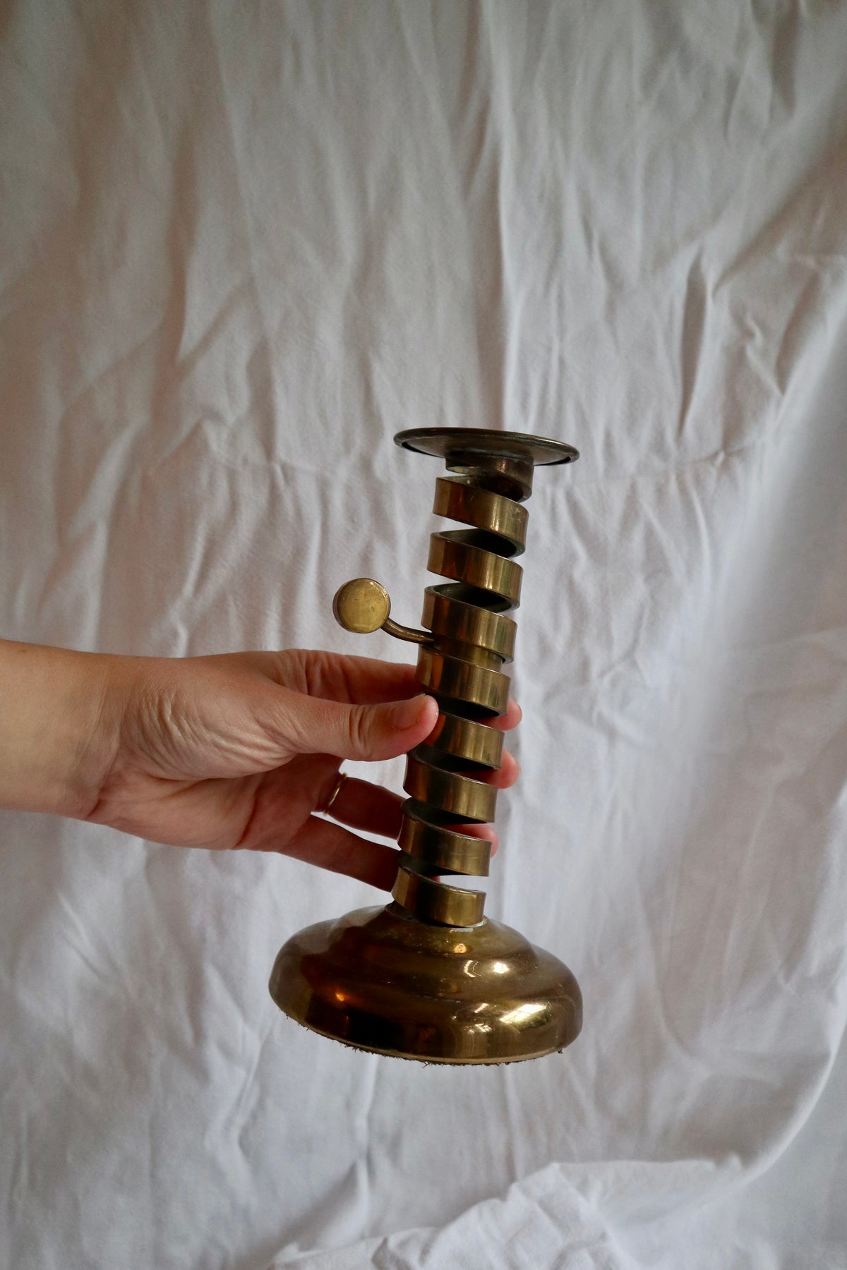 Solid brass antique courting candle