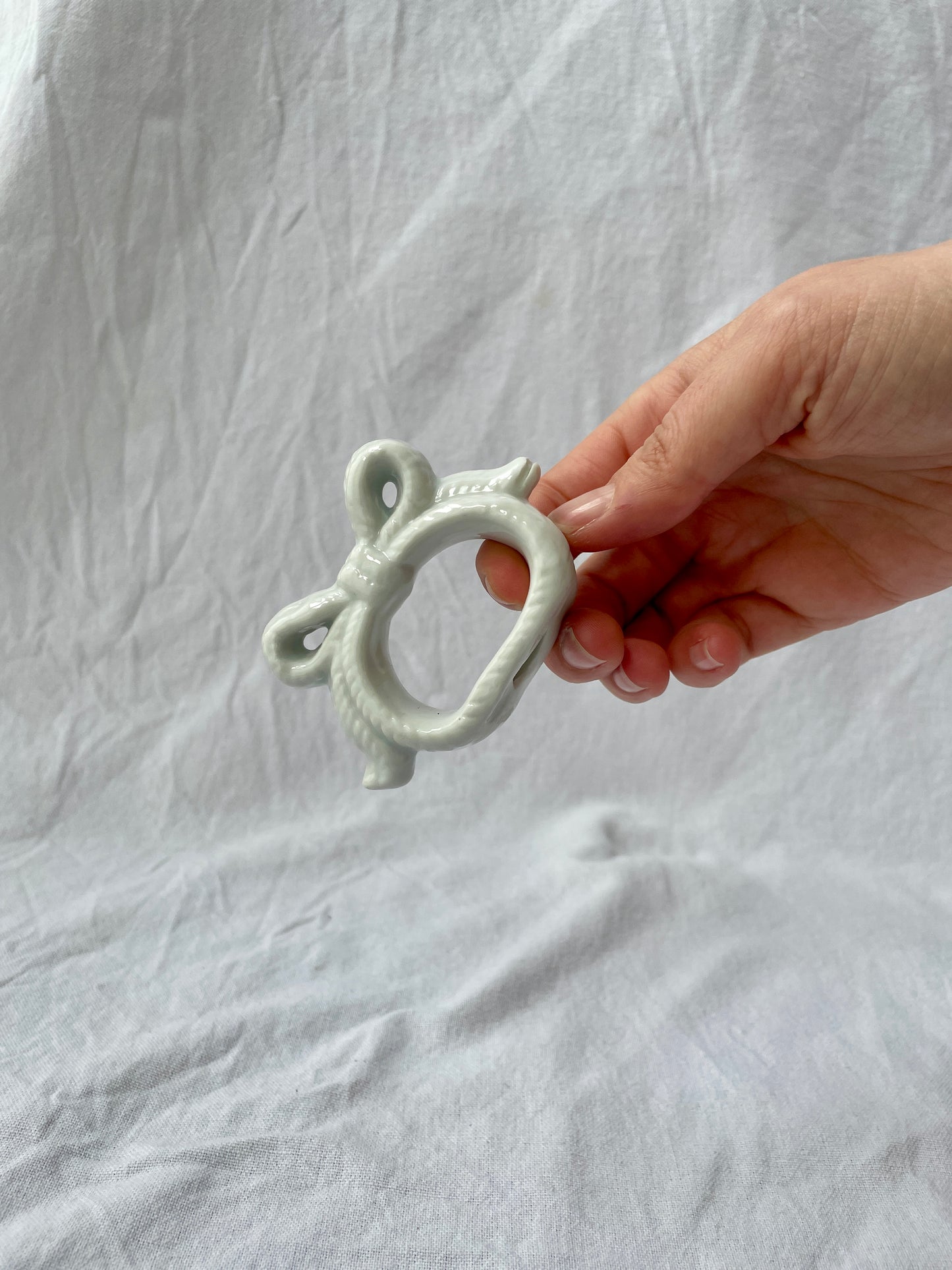 Ceramic bow napkin rings