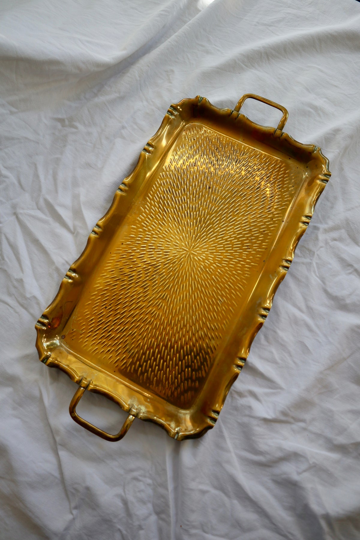 Decorative brass serving tray