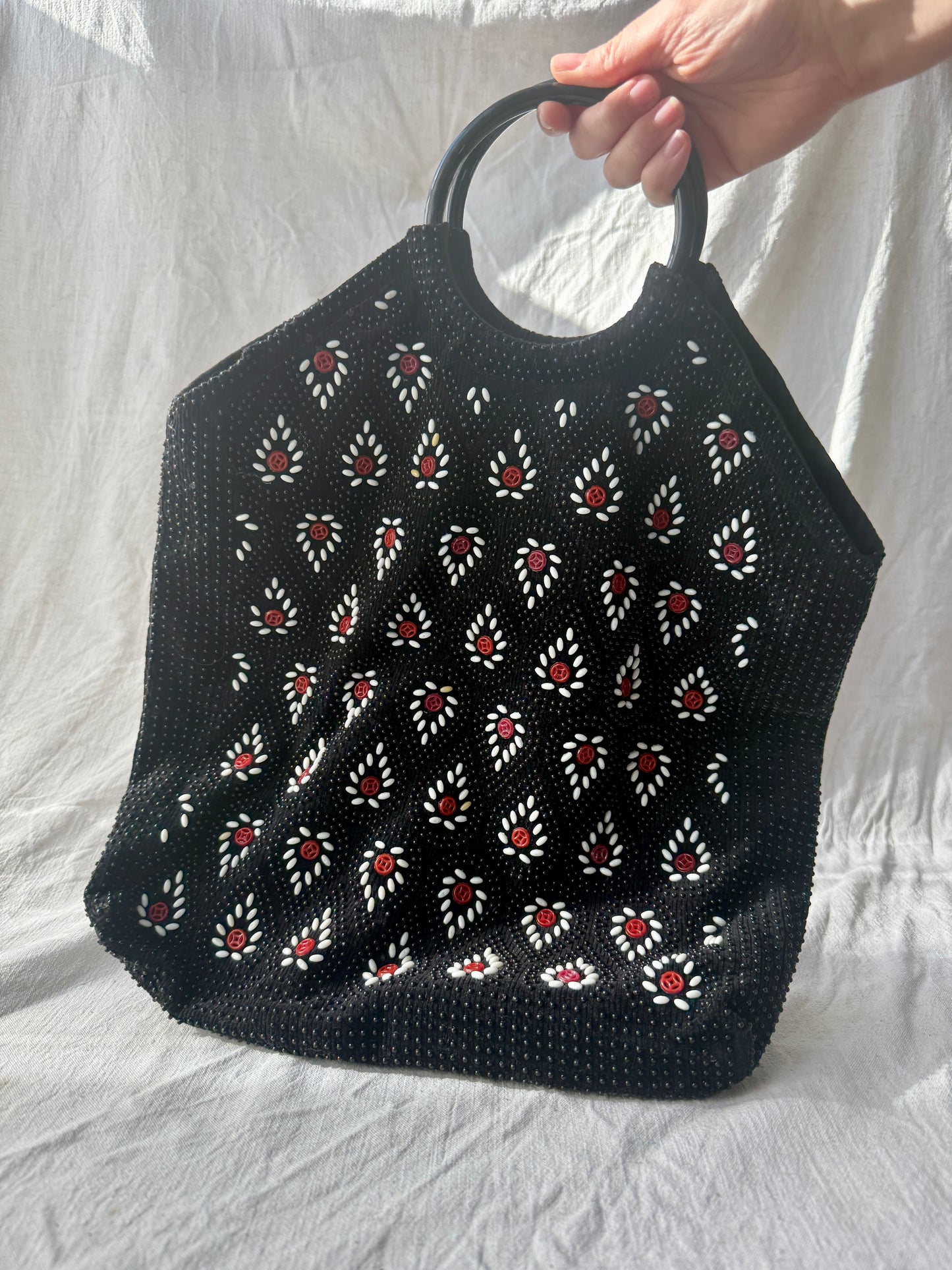 Beaded Chinese tote bag