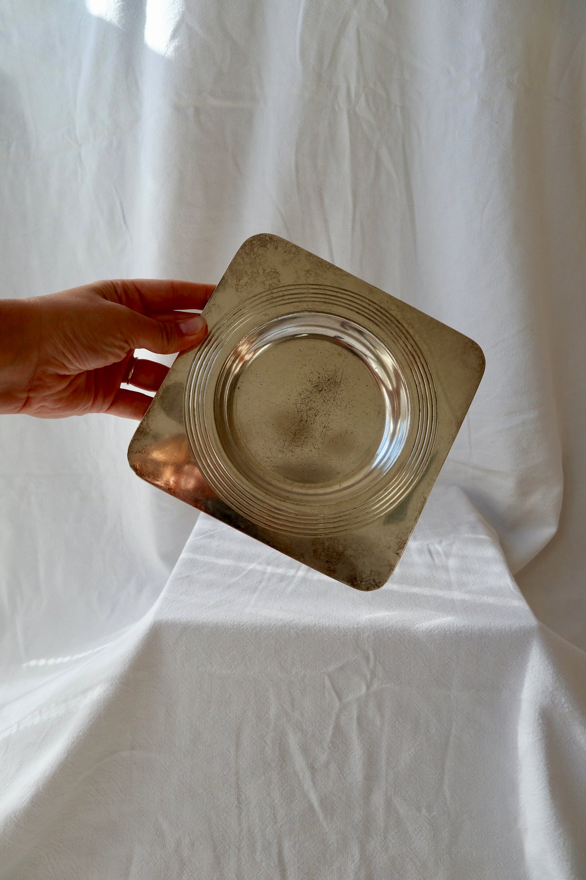 Art deco silver plated catch-all dish