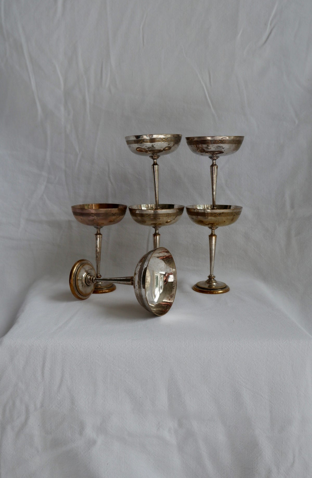 Art deco silver plated coupes