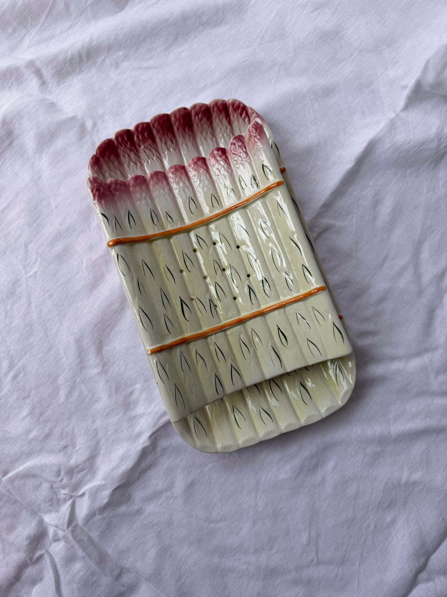 French Majolica Ceramic Asparagus Set