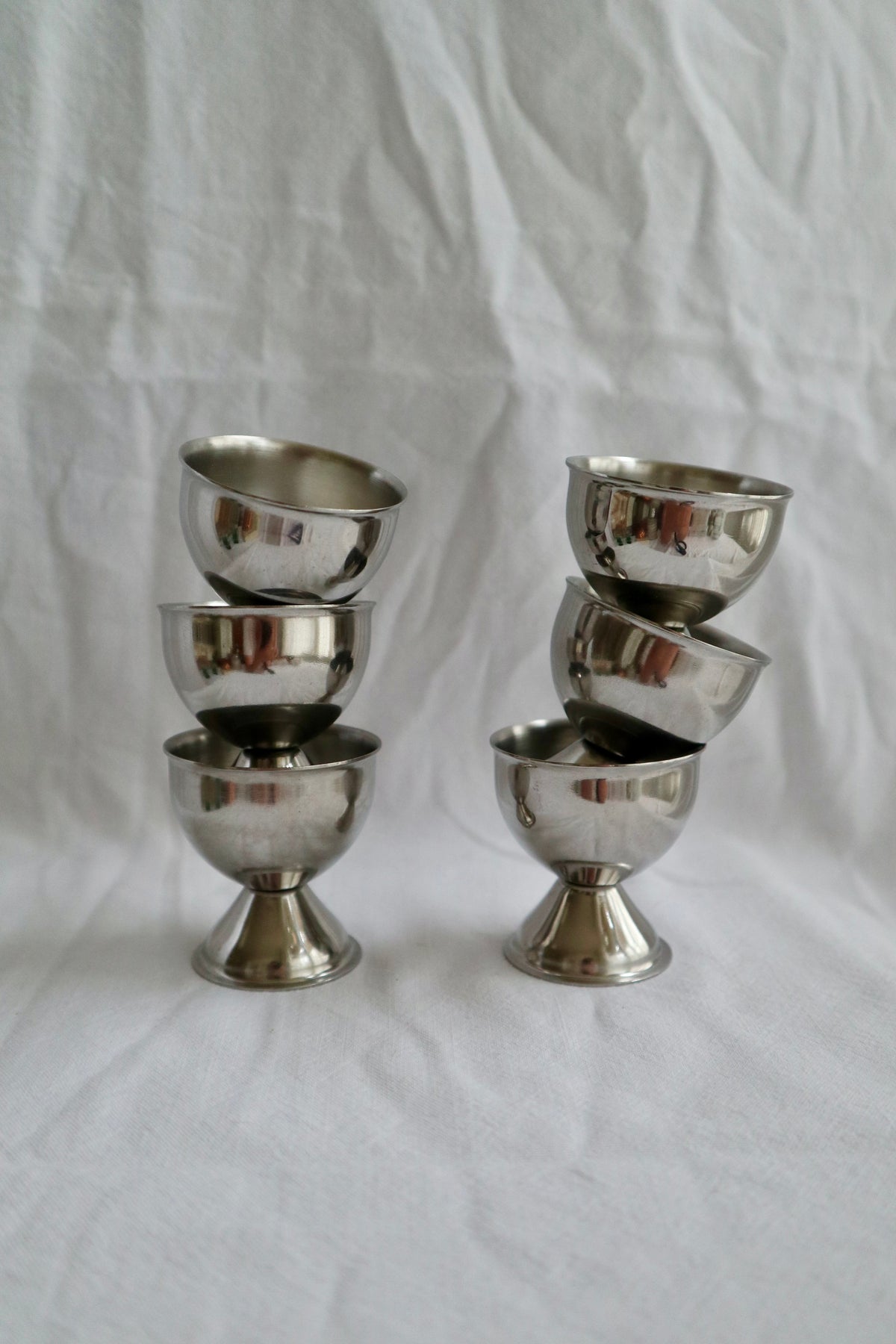 Set of 6 stainless steel eggcups