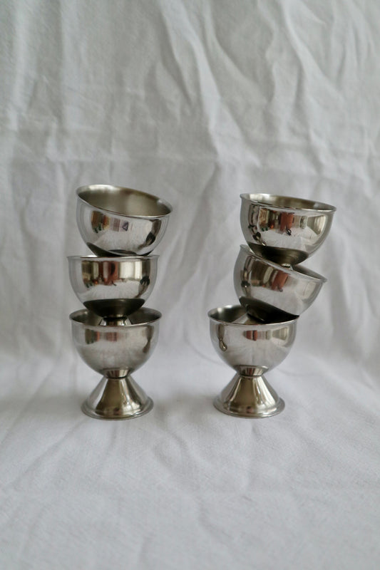 Set of 6 stainless steel eggcups