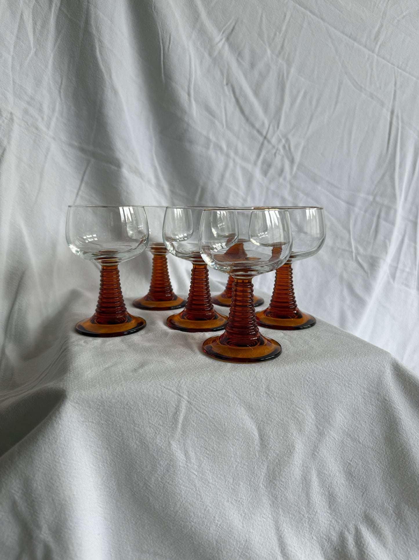 Set of 6 mid century beehive wine glasses
