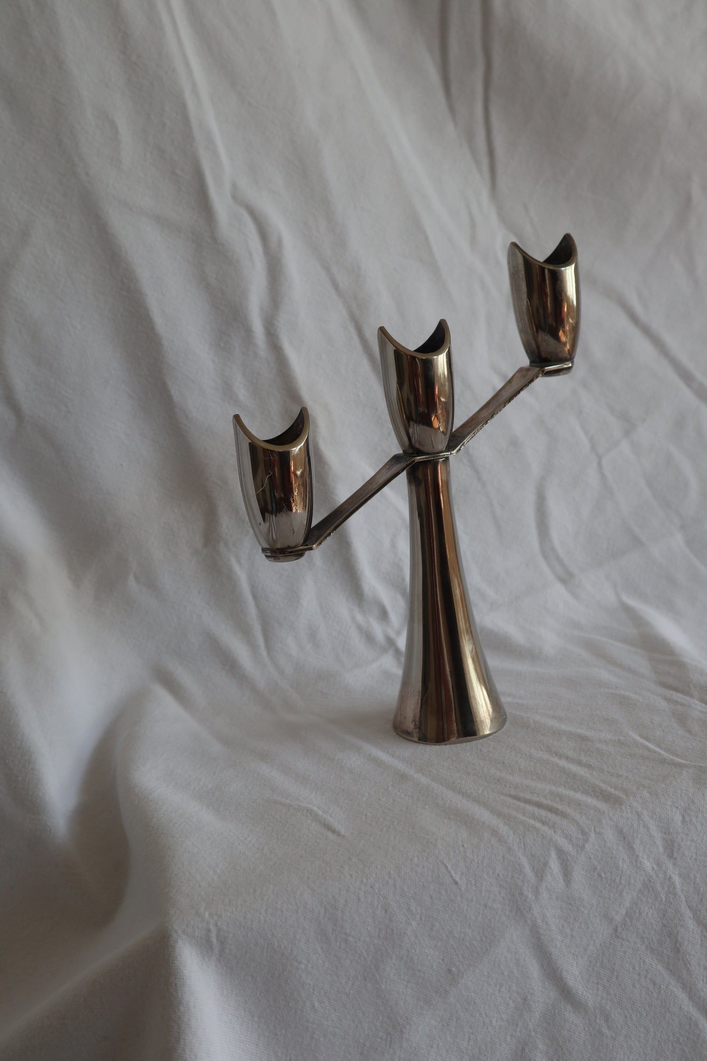Mid-century modern silver candelabra
