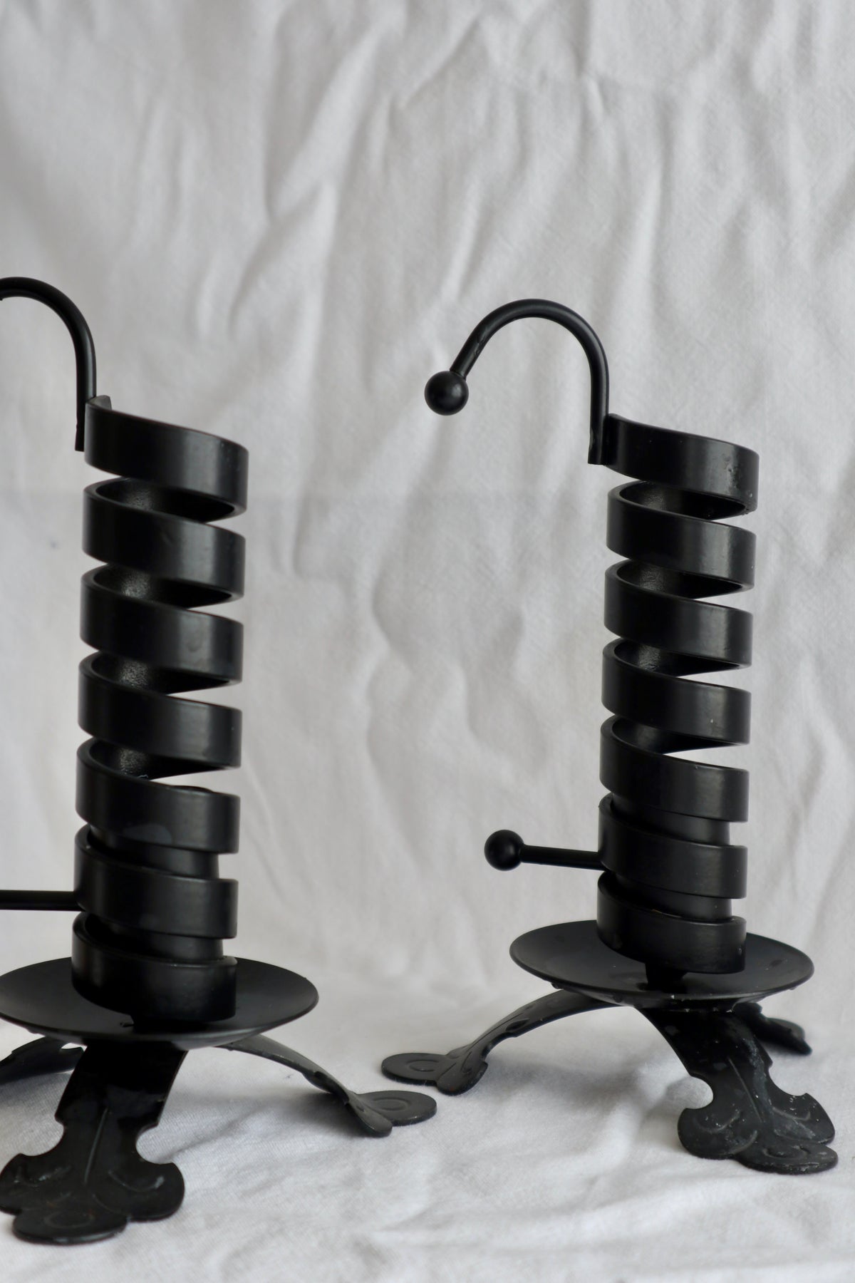 Pair of wrought iron courting candles