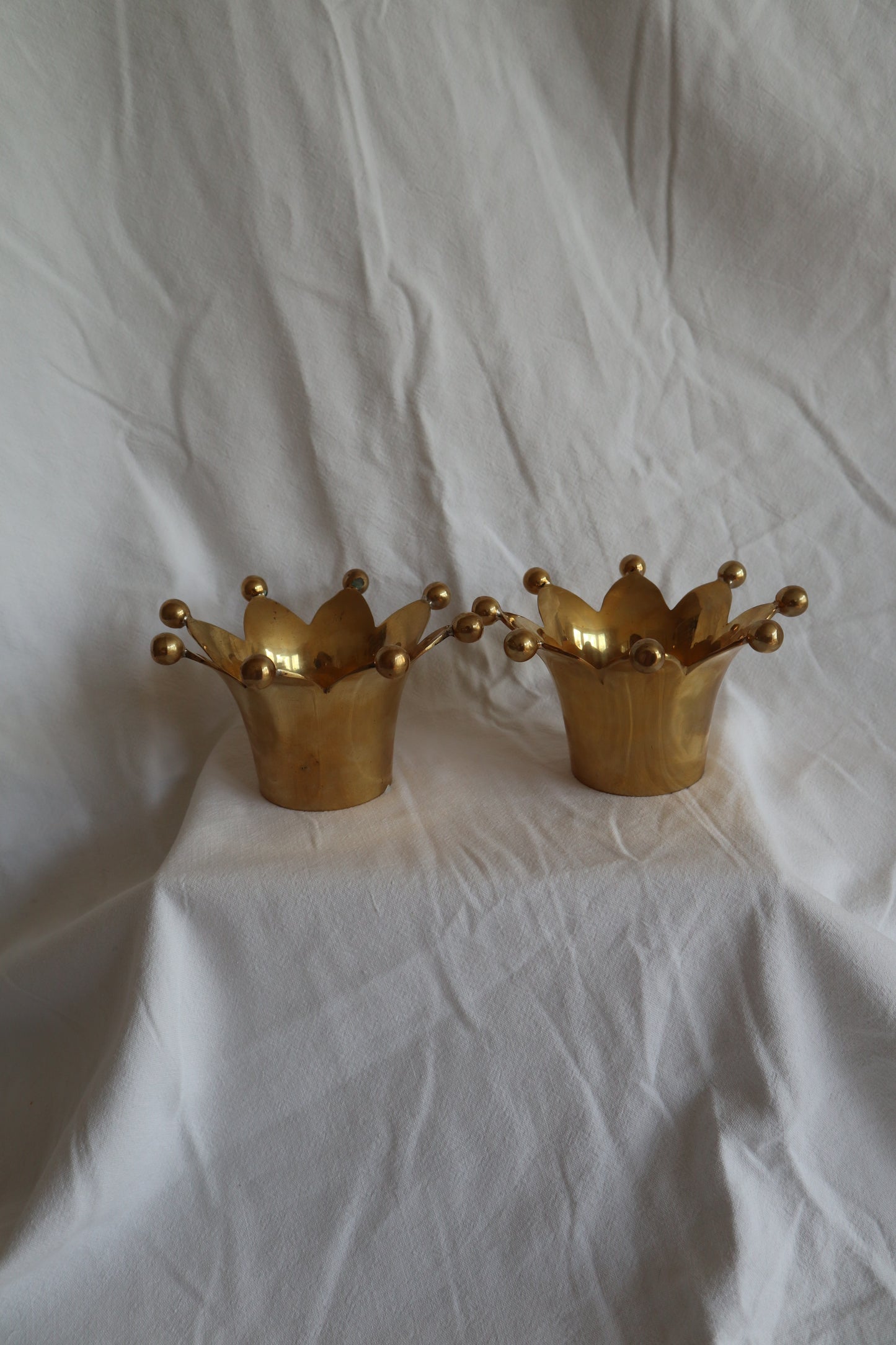 Vintage brass crown-shaped candle votives