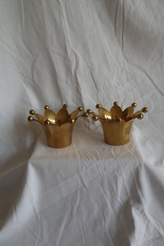 Vintage brass crown-shaped candle votives