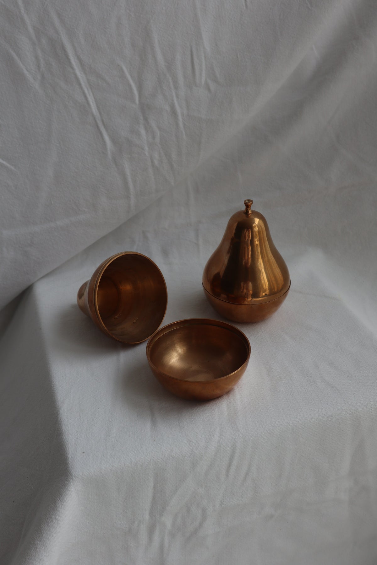 Solid brass pear-shaped trinket pot