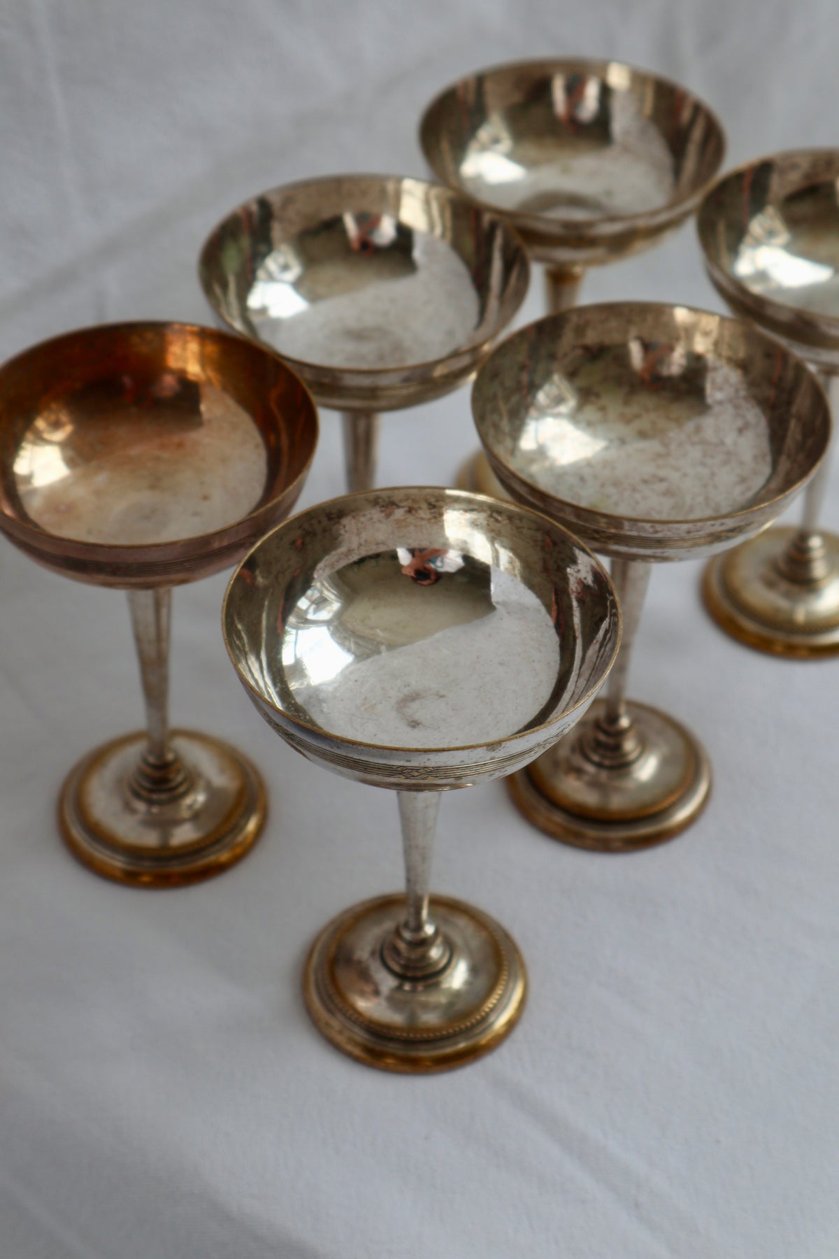 Art deco silver plated coupes