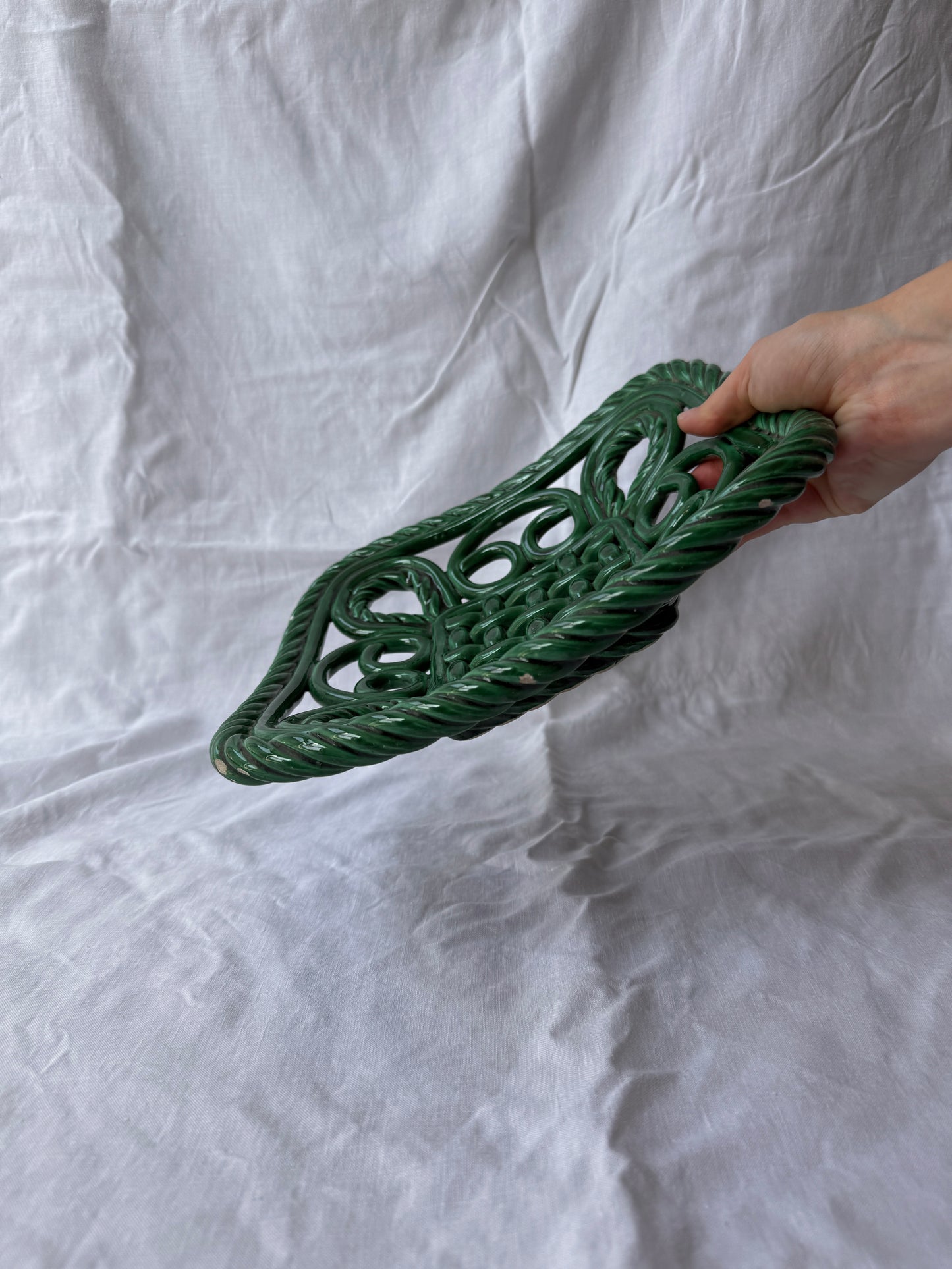 Valauris French ceramic woven fruit bowl