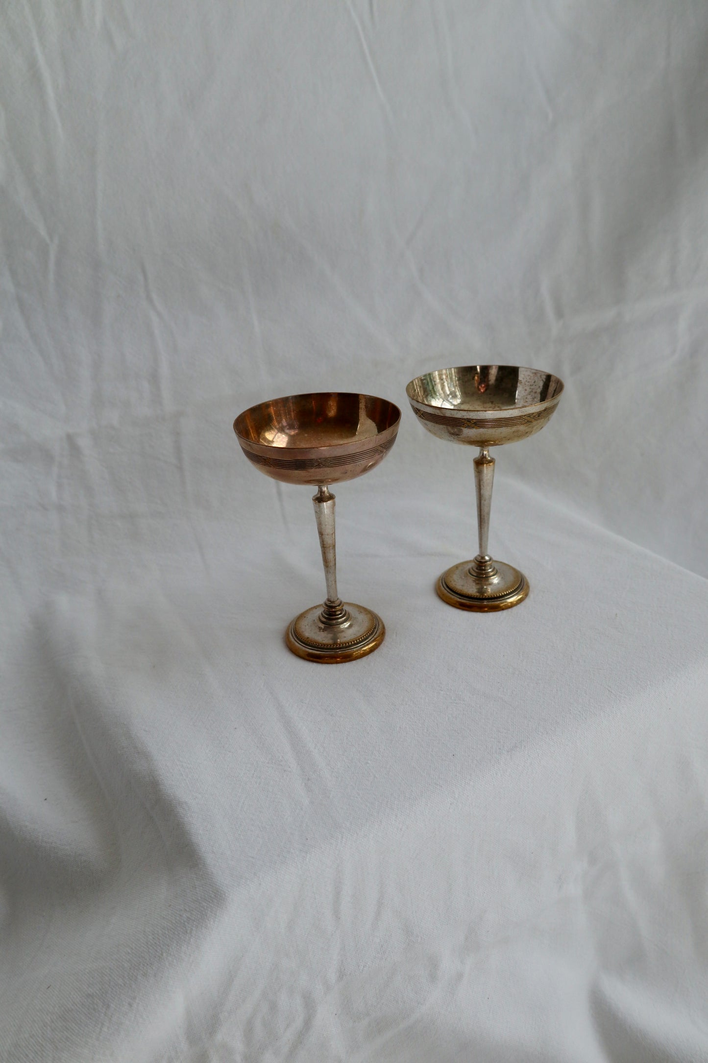 Art deco silver plated coupes
