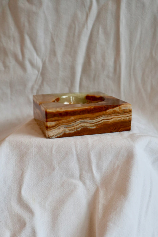 Vintage onyx ashtray/trinket dish