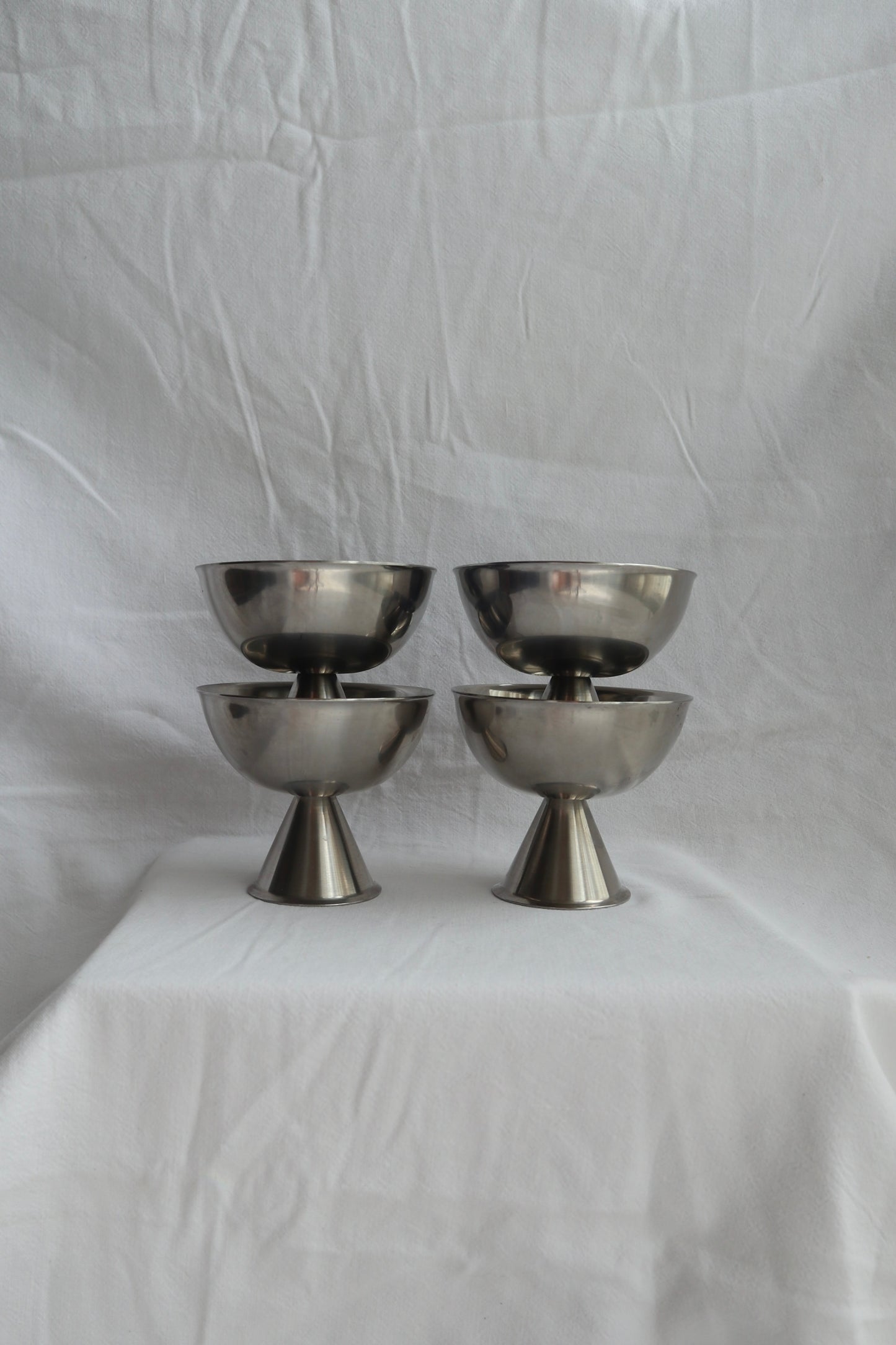 Set of 4 vintage inox mid-century coupes