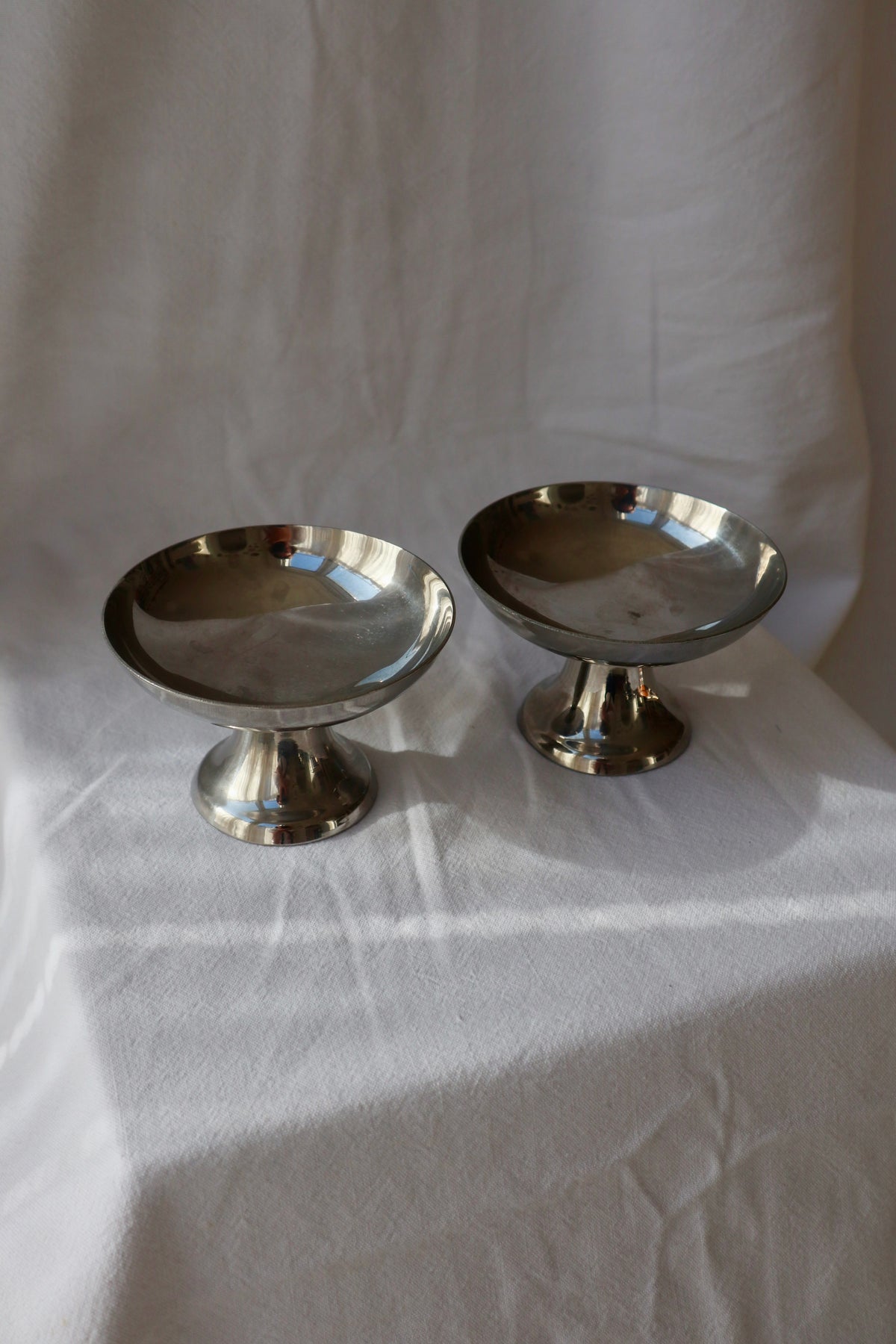 Pair of French vintage inox coupes