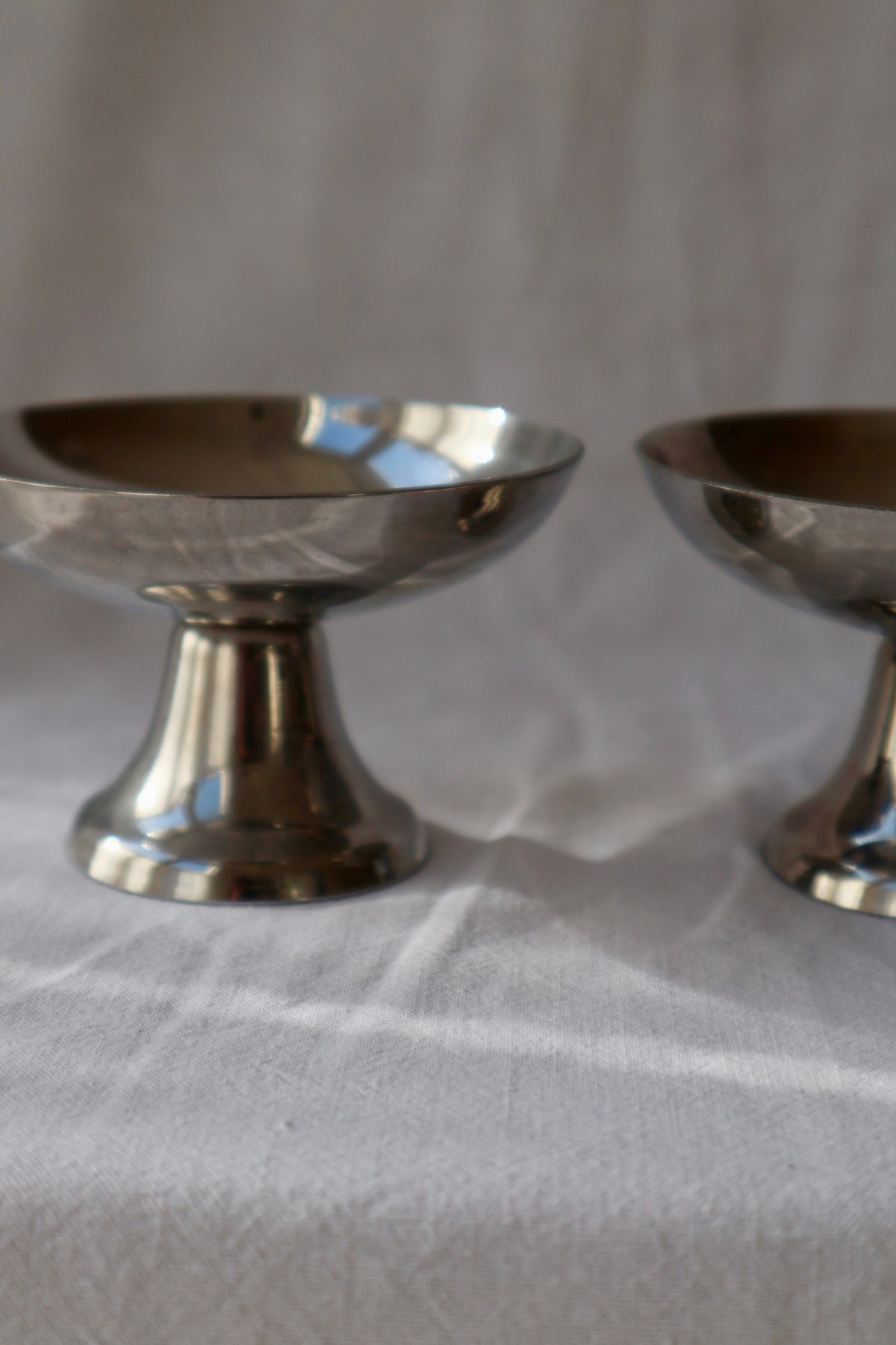 Pair of French vintage inox coupes