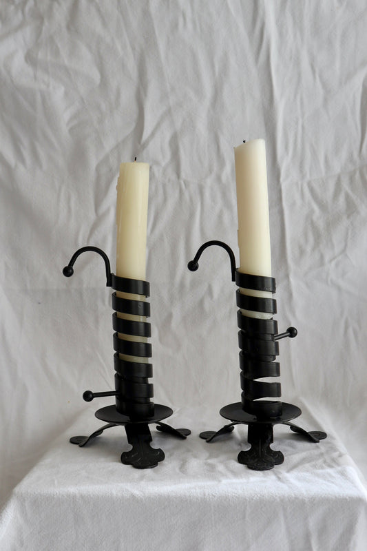 Pair of wrought iron courting candles