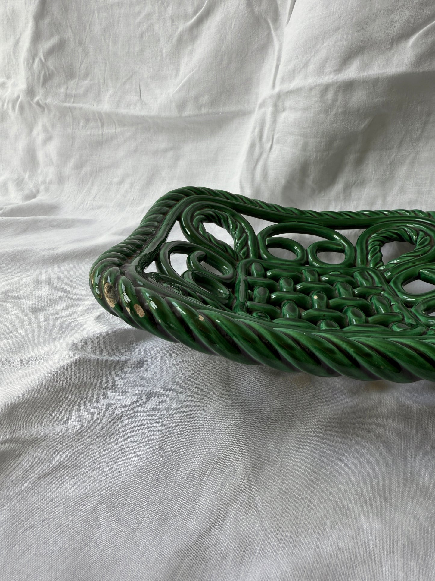 Valauris French ceramic woven fruit bowl