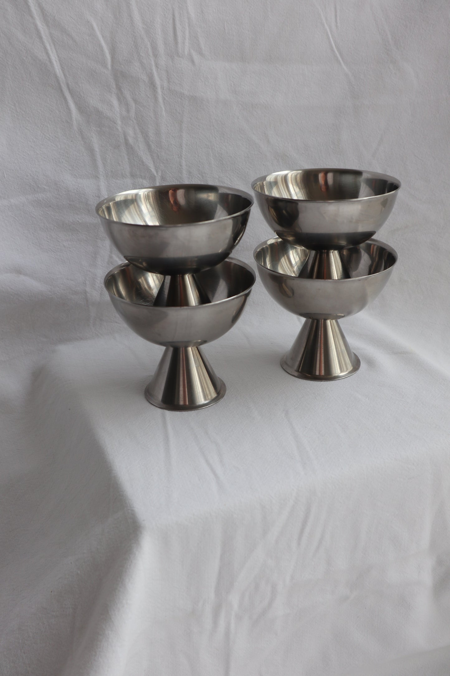 Set of 4 vintage inox mid-century coupes