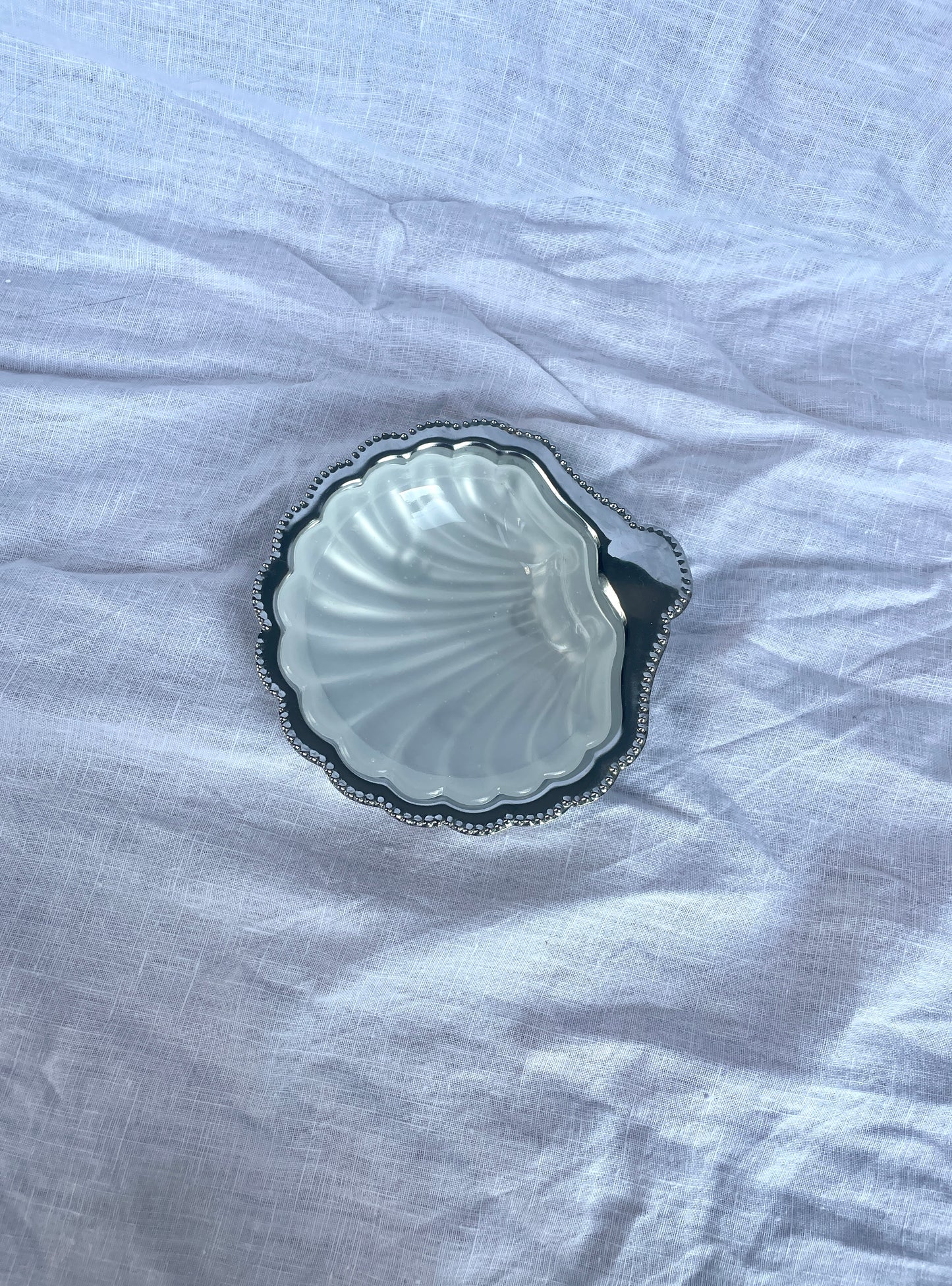 Silver shell butter dish