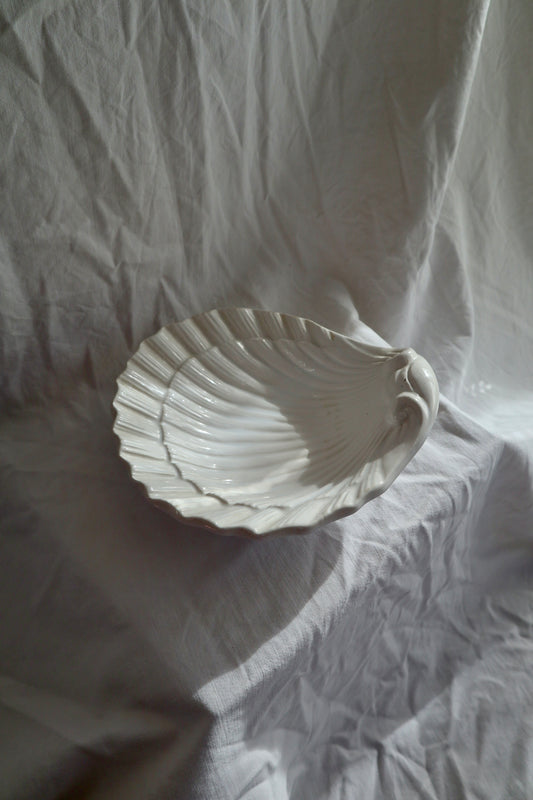 Vintage white ceramic shell bowl