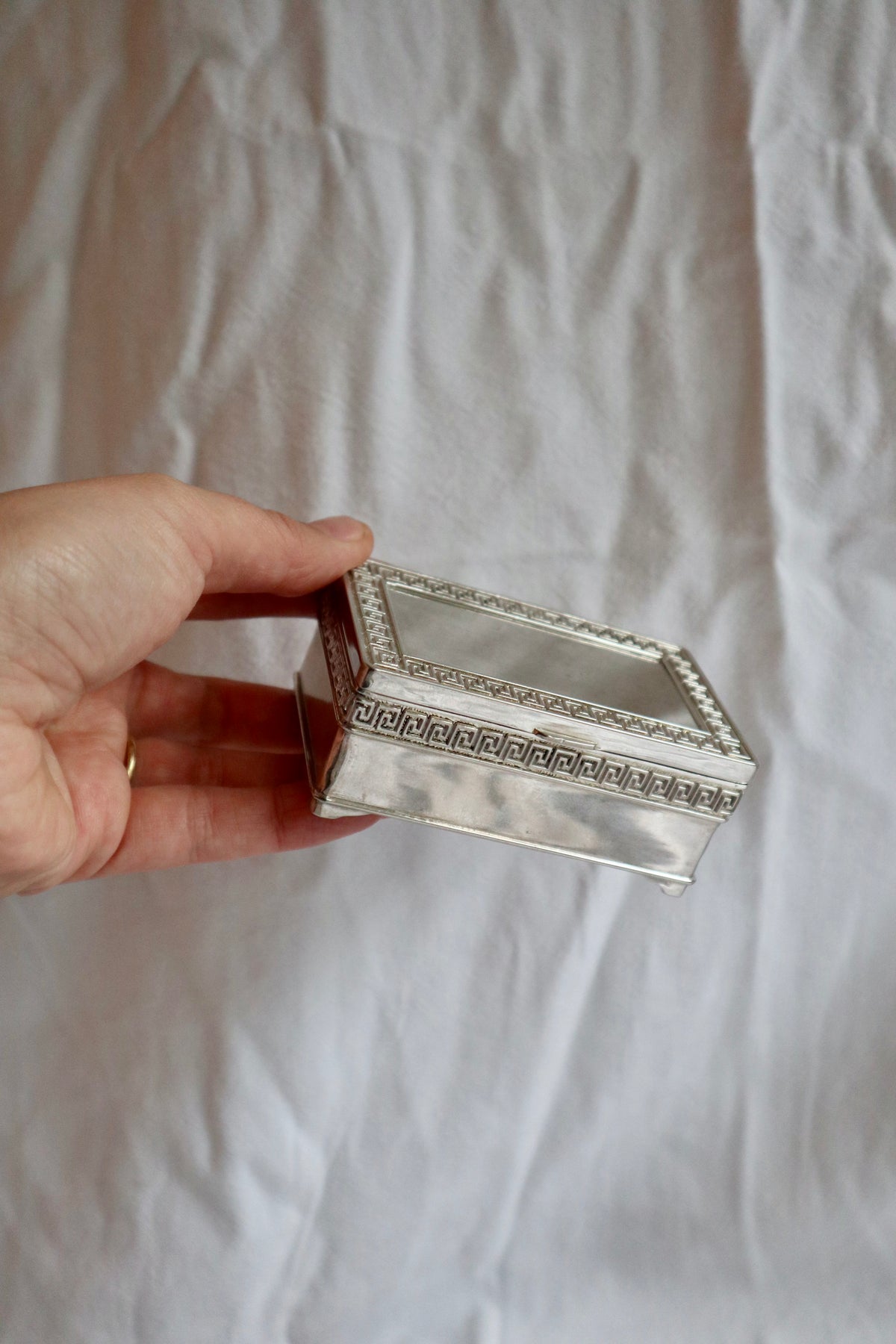 Vintage jewellery box with Greek key design