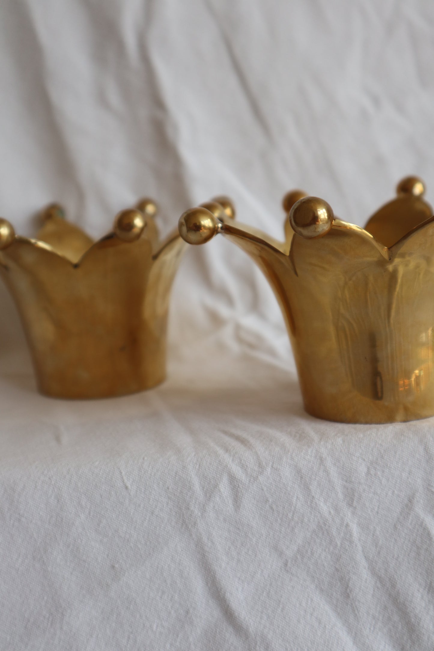 Vintage brass crown-shaped candle votives