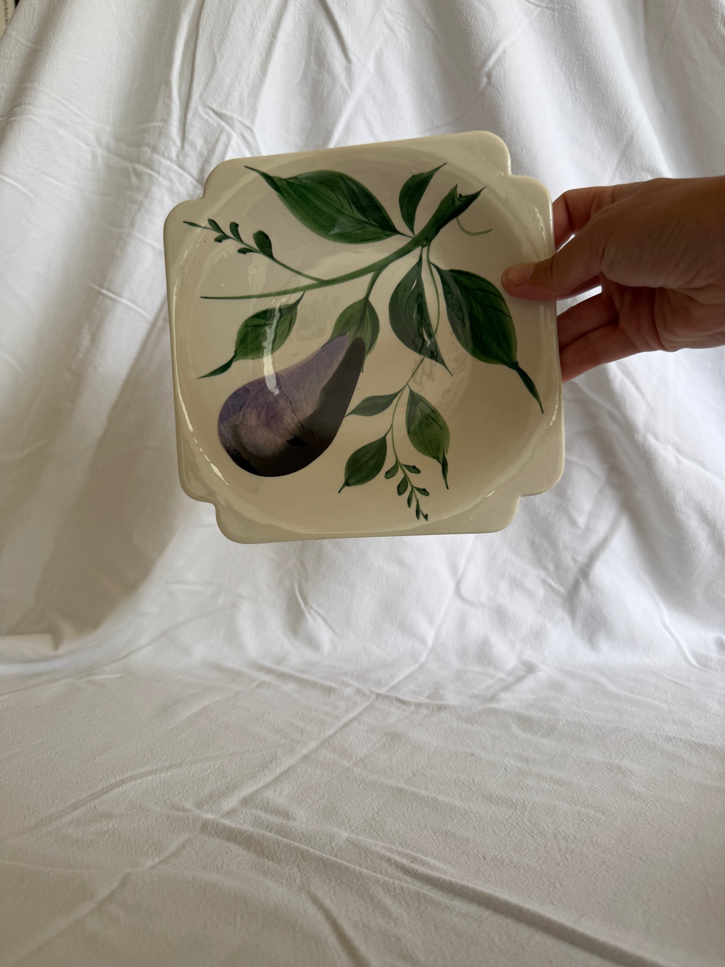 Set of handpainted vintage Italian vegetable plates