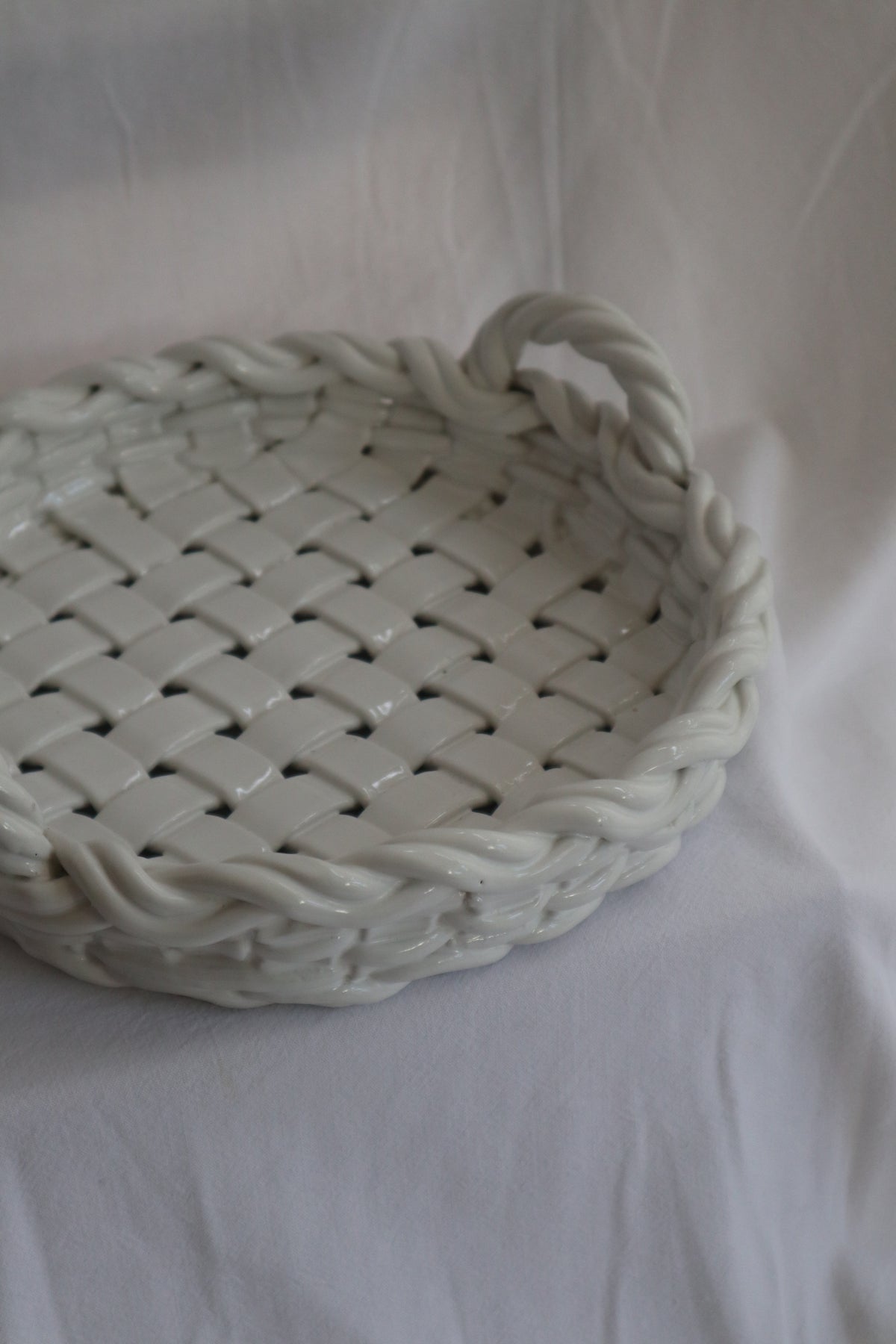 Vintage Italian ceramic basket platter