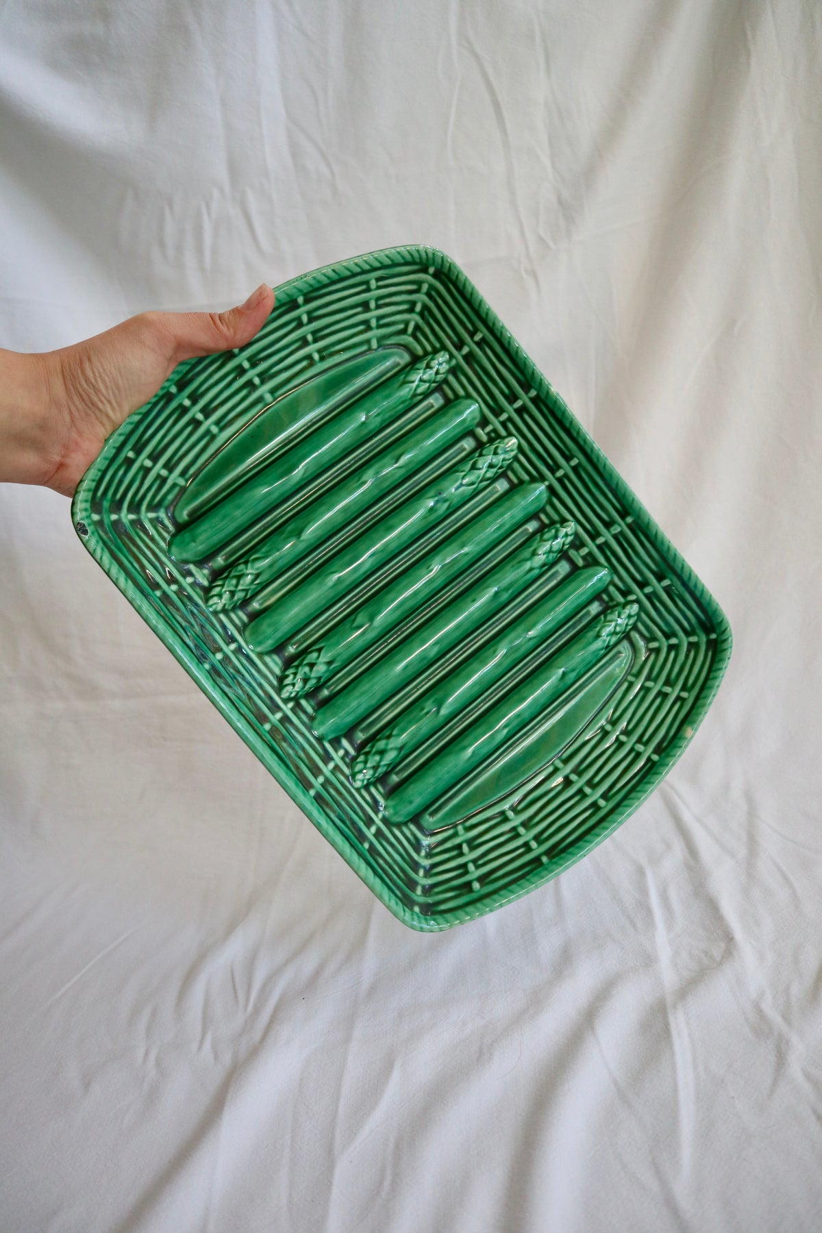 Majolica asparagus platter