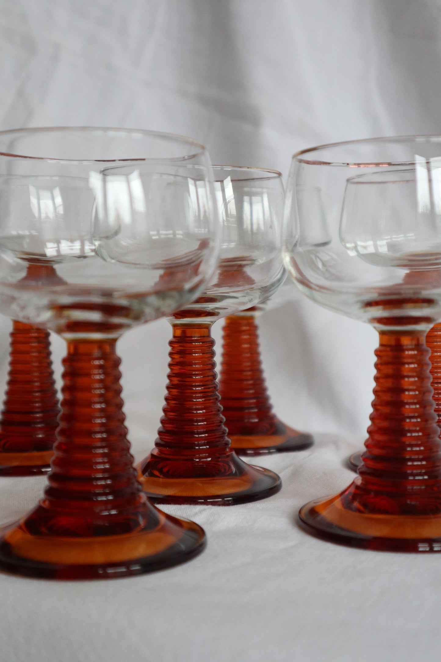 Set of 6 mid century beehive wine glasses