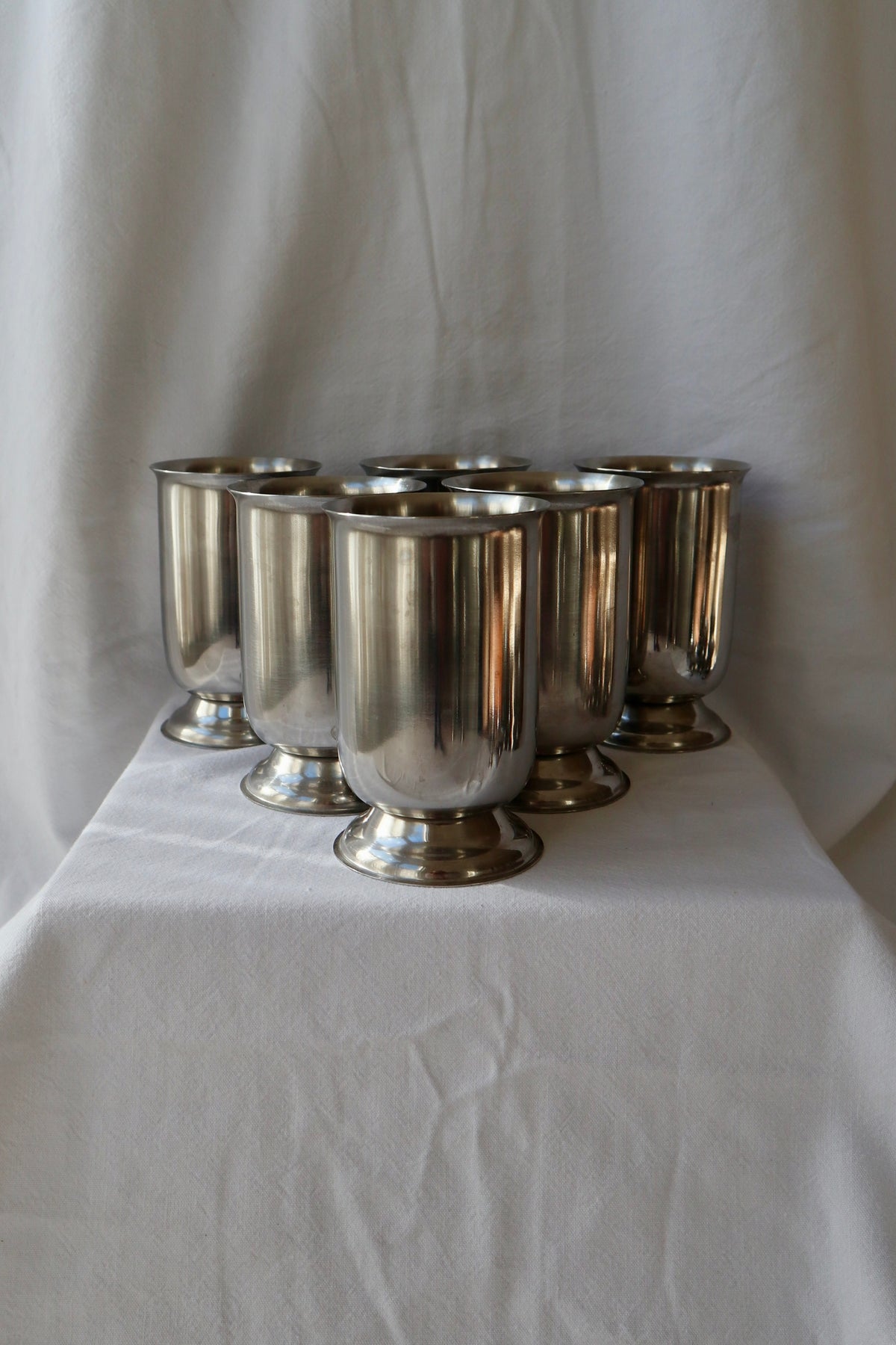Set of 4 stainless steel mid century cups