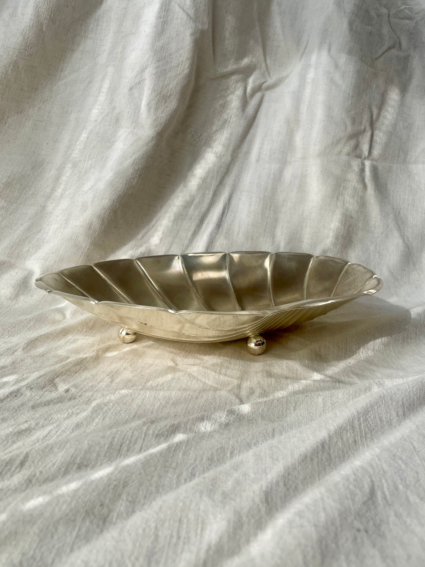 Silver plated shell fruit bowl