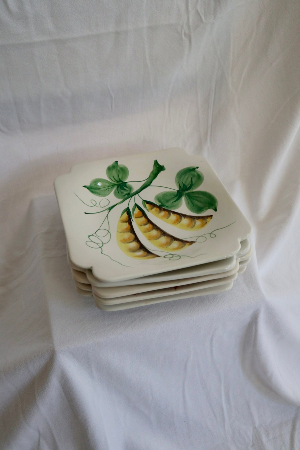 Set of handpainted vintage Italian vegetable plates
