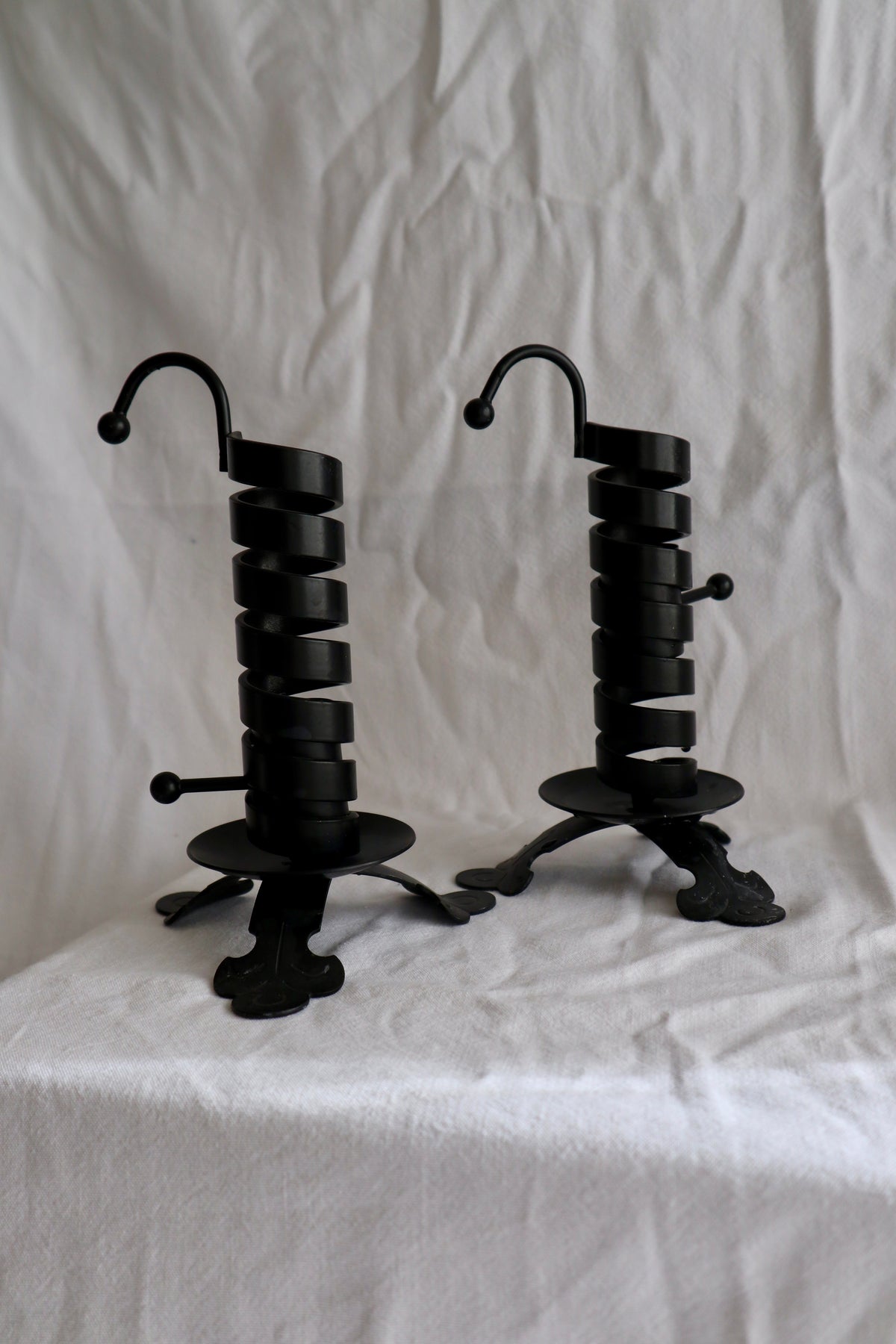 Pair of wrought iron courting candles