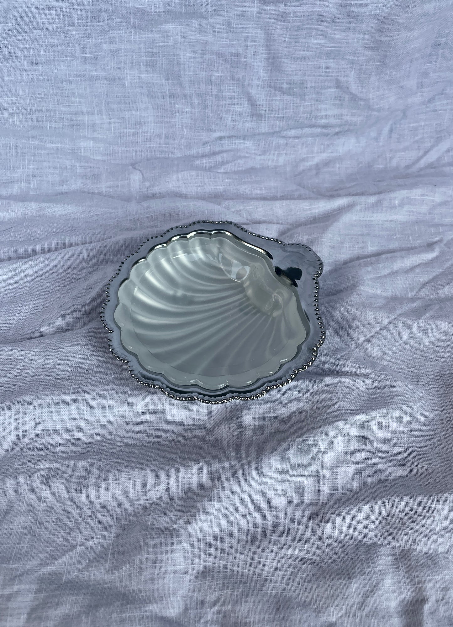 Silver shell butter dish