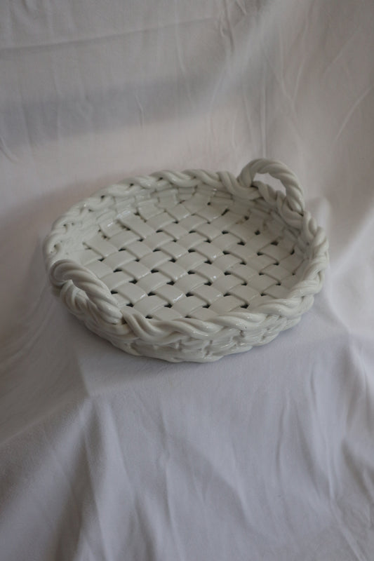 Vintage Italian ceramic basket platter