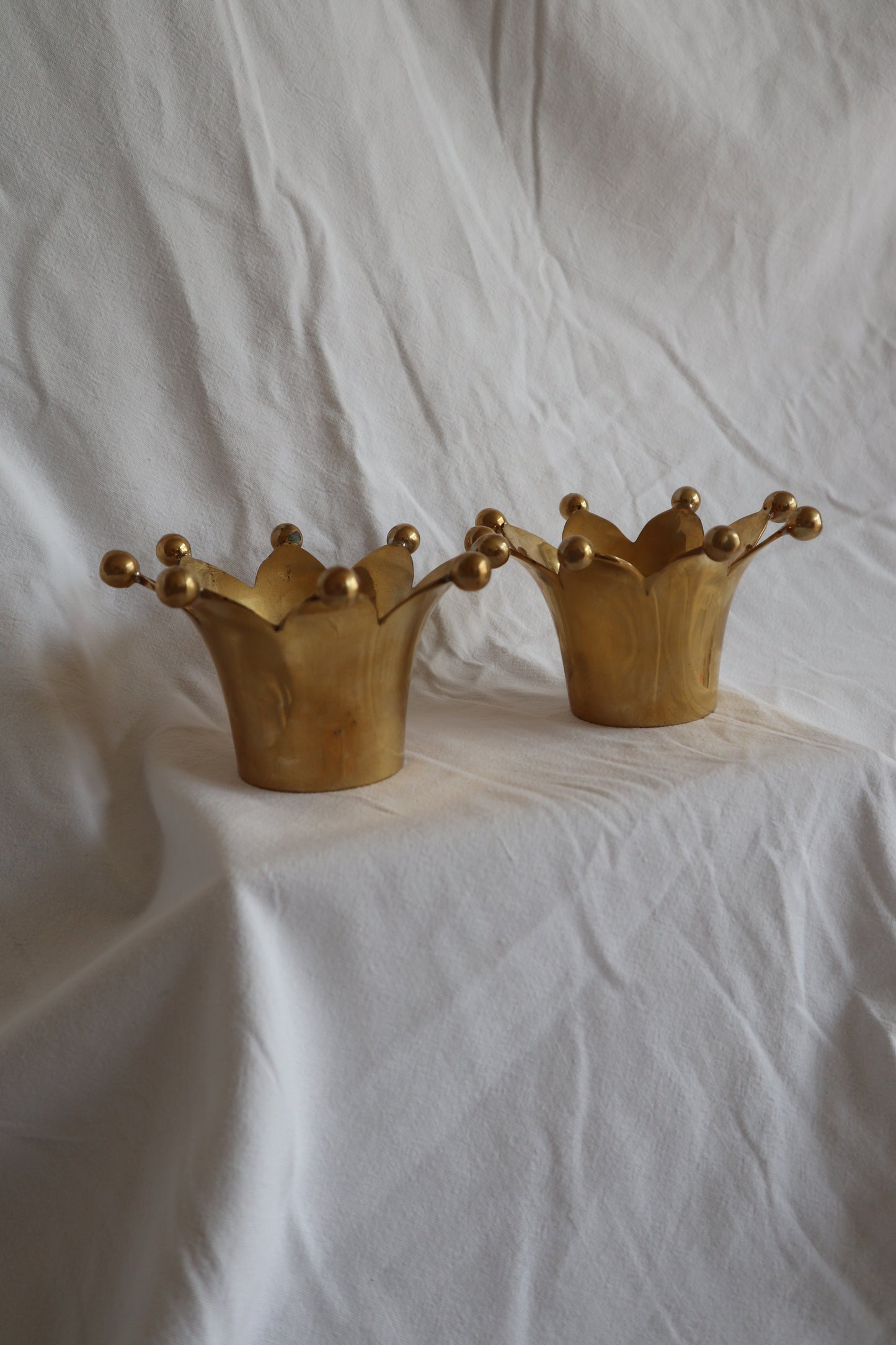 Vintage brass crown-shaped candle votives
