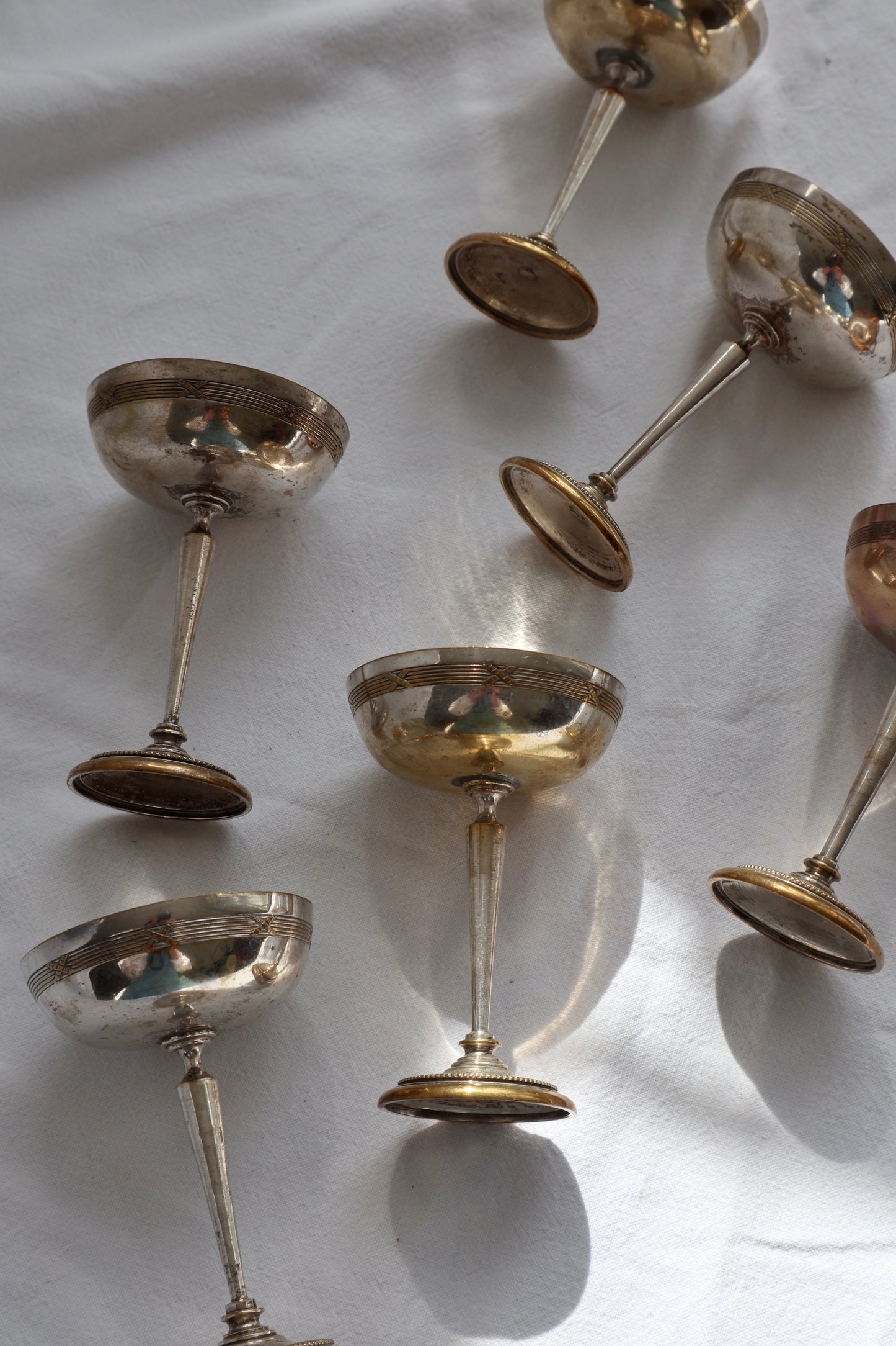 Art deco silver plated coupes