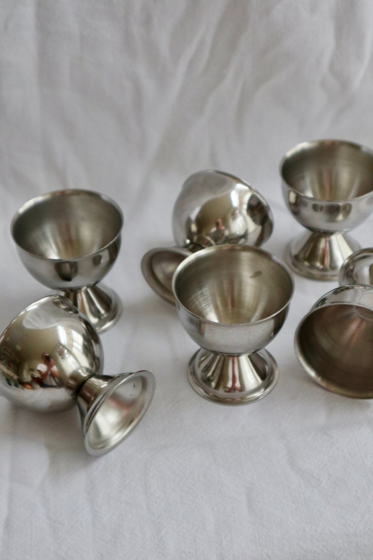Set of 6 stainless steel eggcups