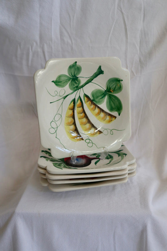 Set of handpainted vintage Italian vegetable plates